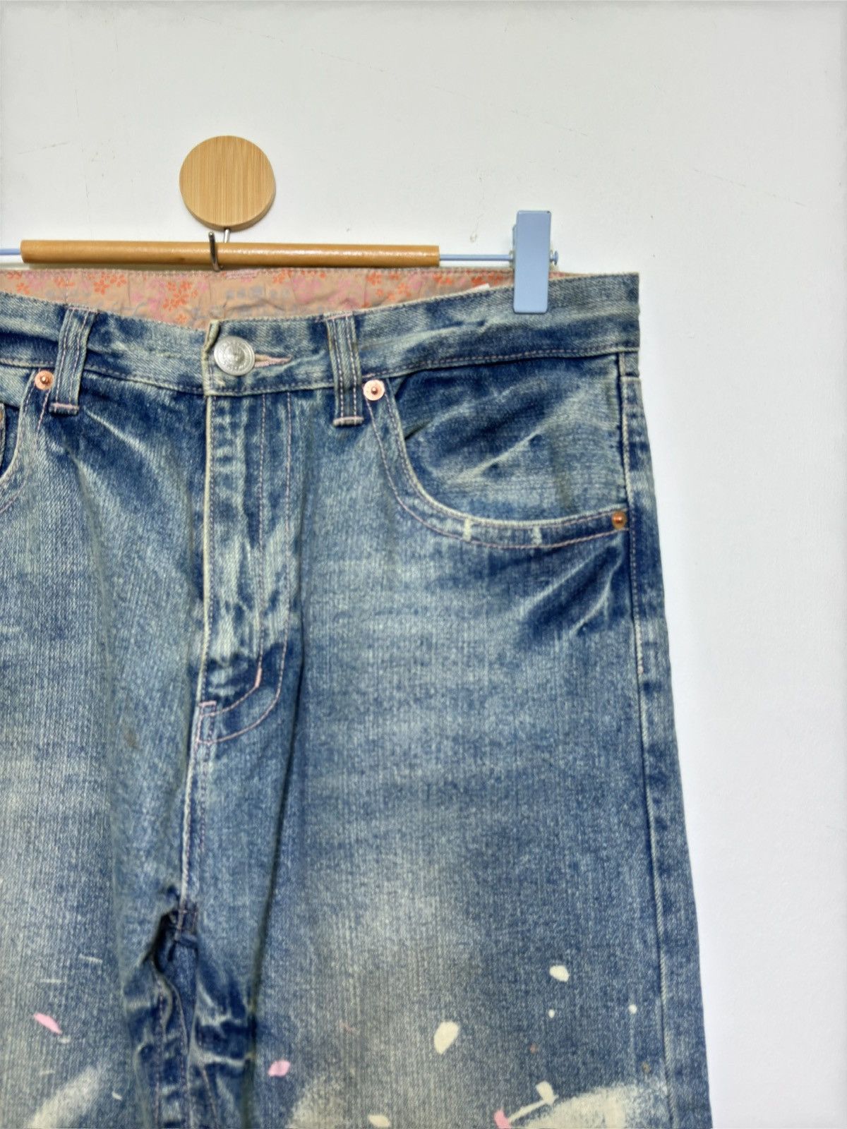 Hysteric Glamour Rare Karakuri Tamashi Sukajan Acid Wash Paint Splash Dragon Size US 32 / EU 48 - 5 Thumbnail