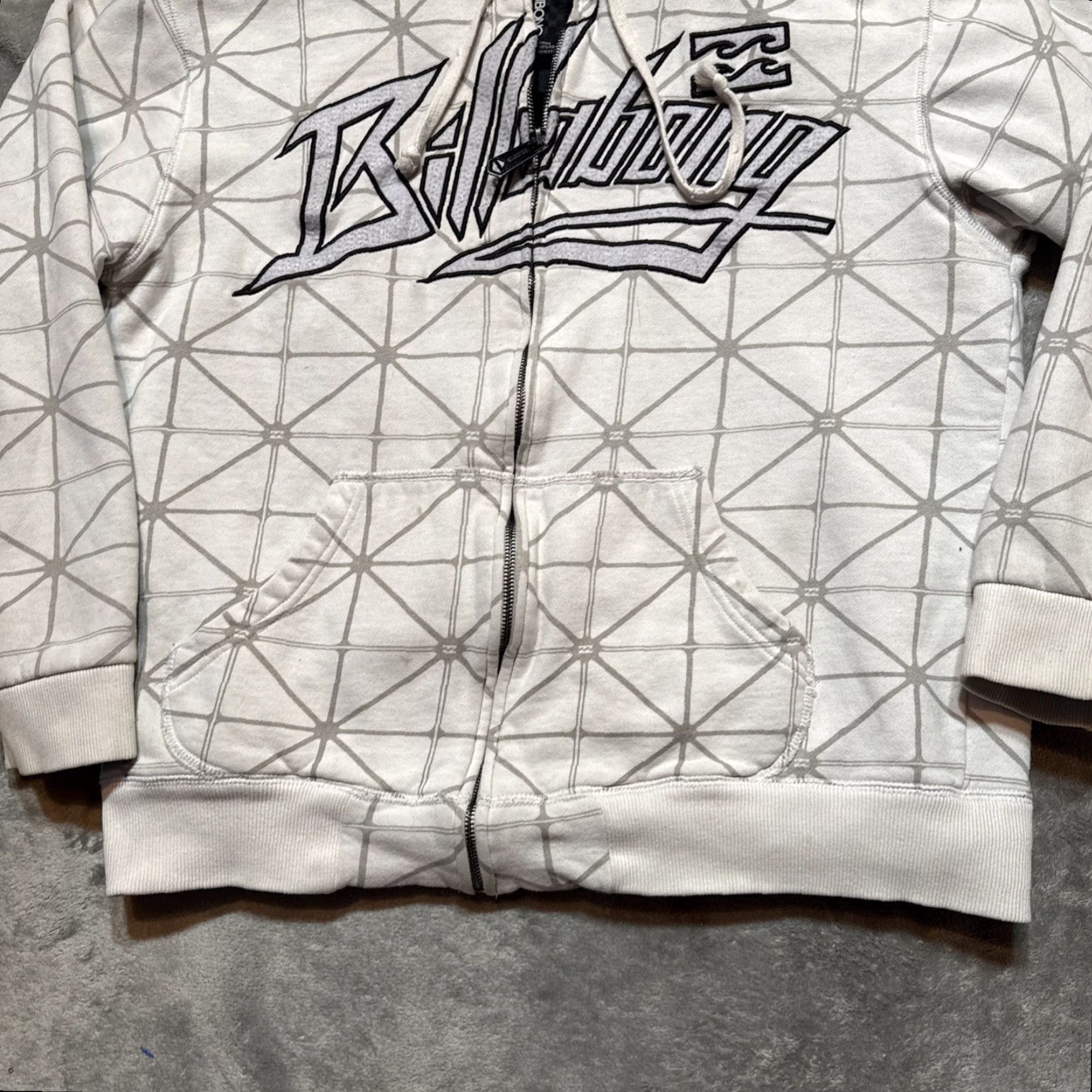 Billabong VINTAGE Billabong Hoodie White L Sherpa Lined Zip-Up Geometric Outdoor Spellout Y2K Mens Size US L / EU 52-54 / 3 - 3 Thumbnail