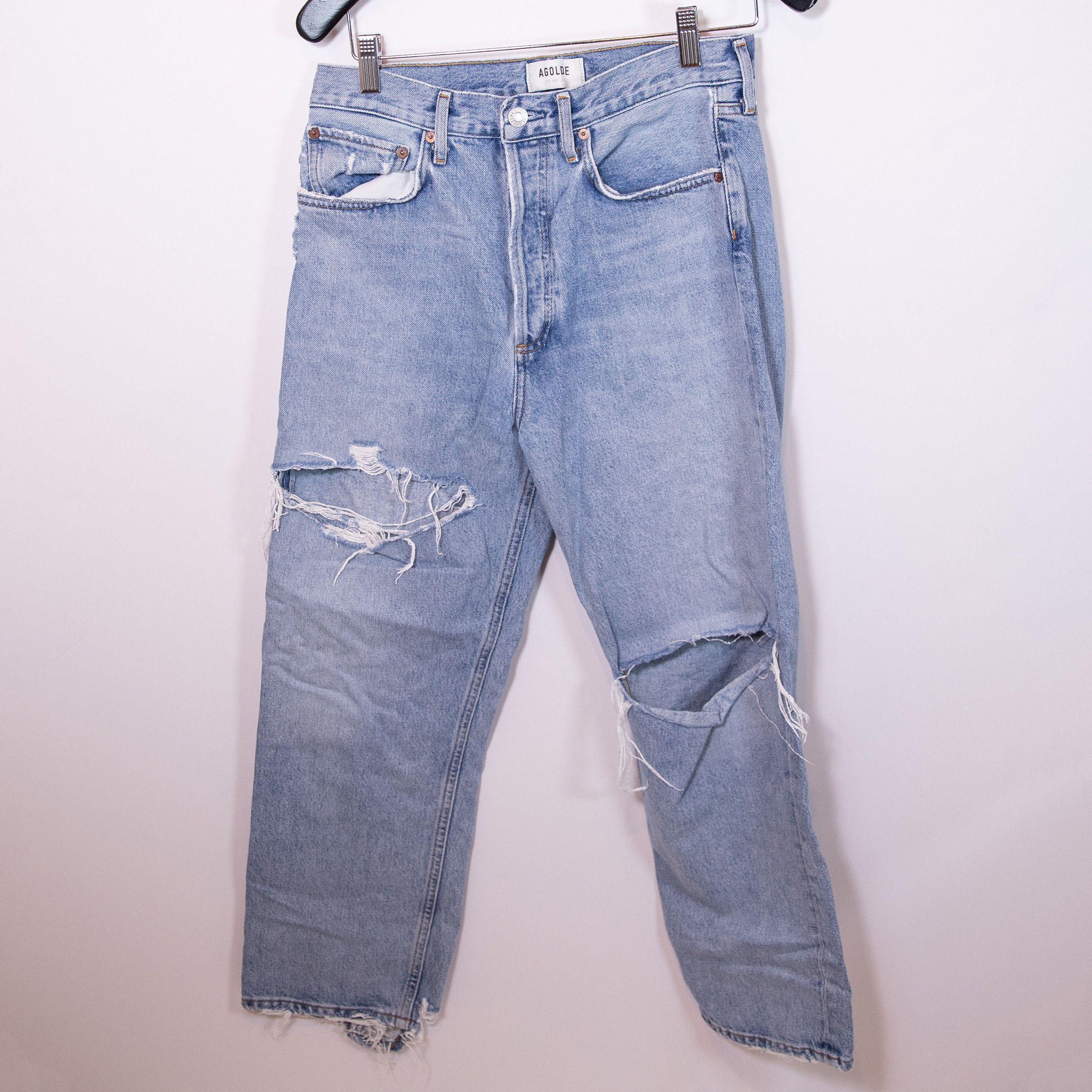 Agolde Agolde Women's 90s Crop Distressed Ripped Size 27" / US 4 / IT 40 - 1 Thumbnail