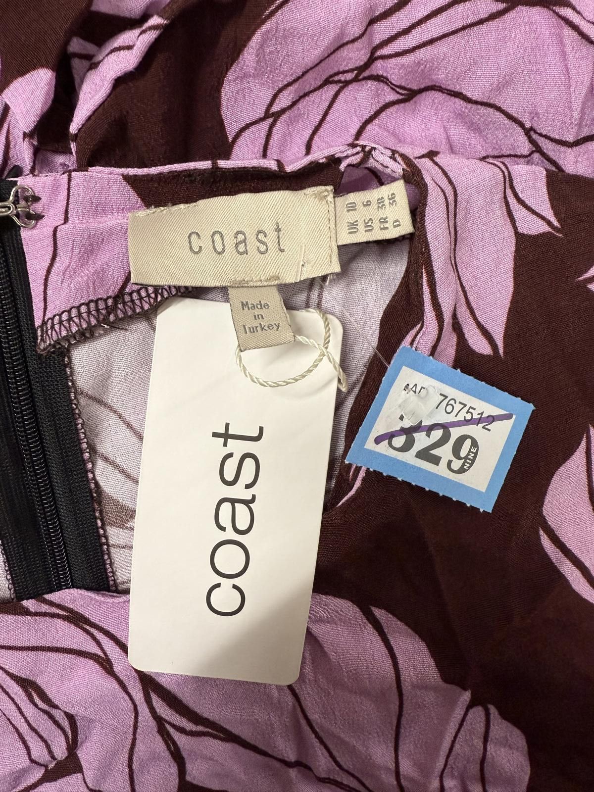 Jean Charles De Castelbajac Coast Purple Floral Midi Dress with Cape Sleeve Detail Size M / US 6-8 / IT 42-44 - 2 Thumbnail