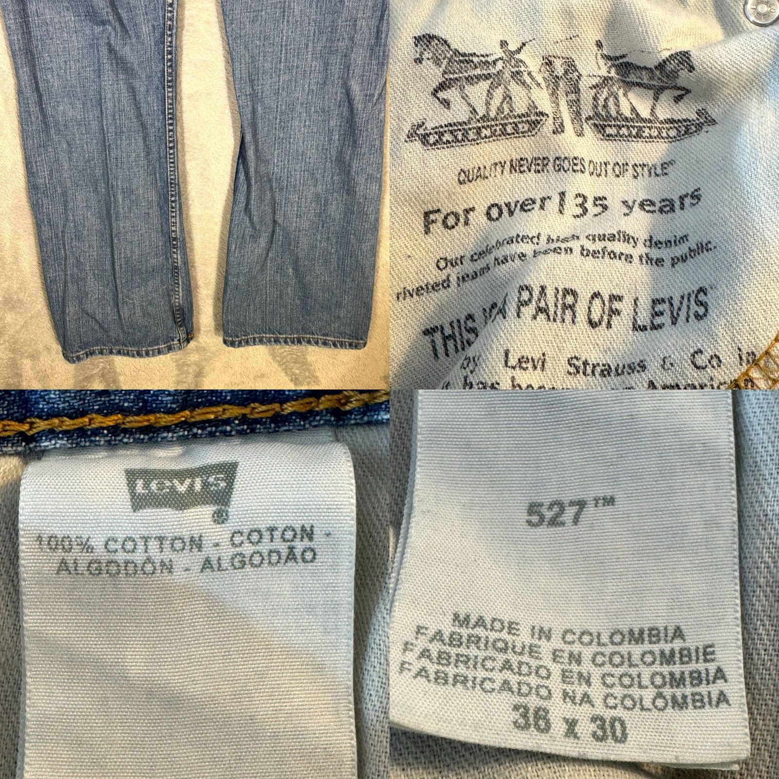 Levi's Levi’s 527 Jeans Bootcut Men’s 36x30 Blue Denim 100% Cotton Slim? Relaxed? Mid Rise Vintage: No Size US 36 / EU 52 - 8 Thumbnail