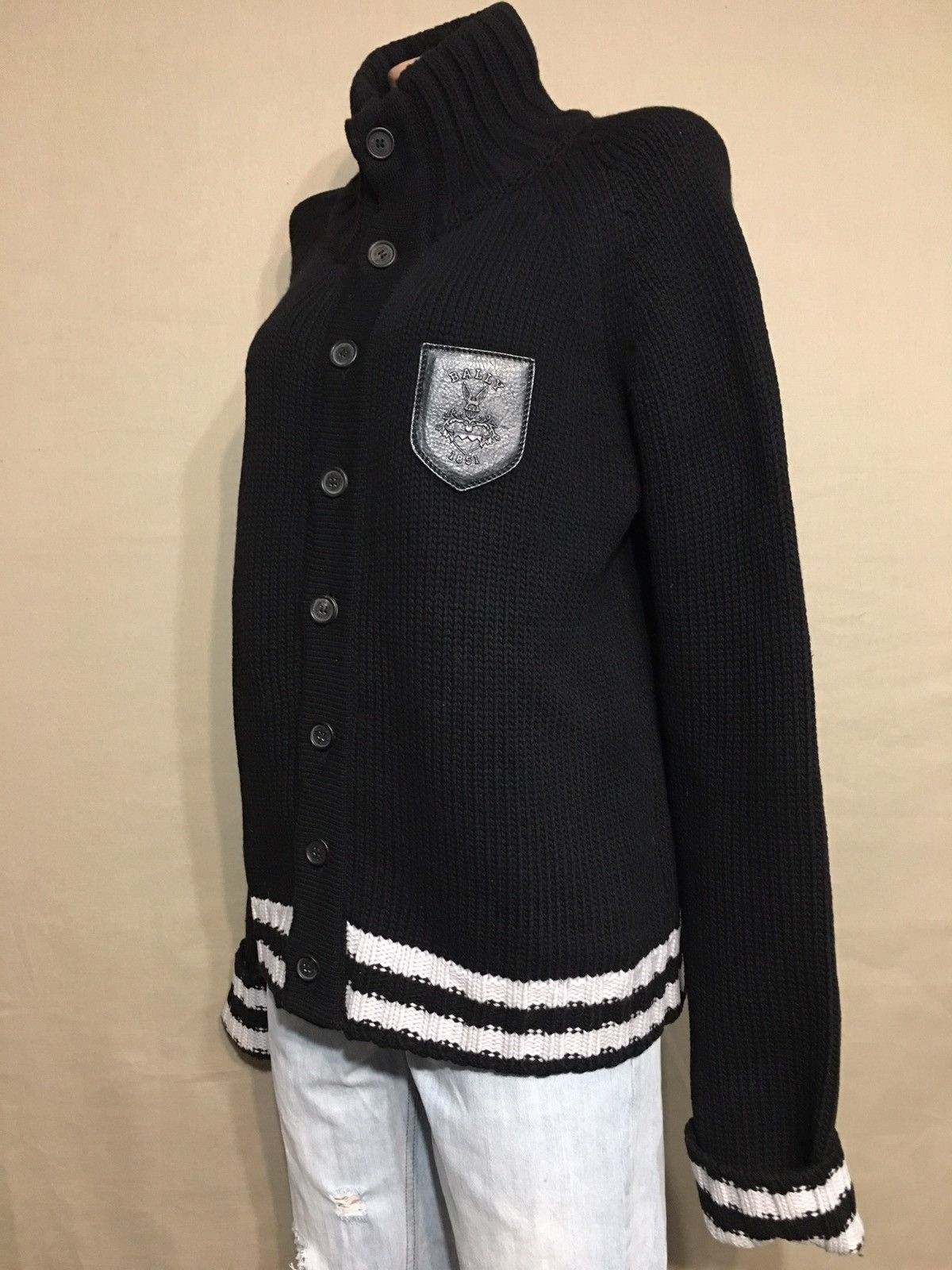 Bally BALLY Black Cable Knit Cardigan Sweater Merino Wool EU 48 Size XL / US 12-14 / IT 48-50 - 2 Thumbnail