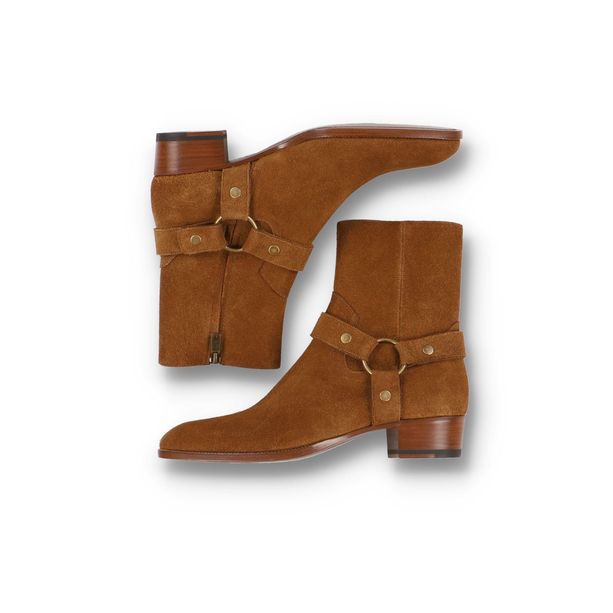 Saint Laurent Paris Noisette Nut Suede Wyatt 40 Harness Boots Size US 8 / EU 41 - 3 Thumbnail