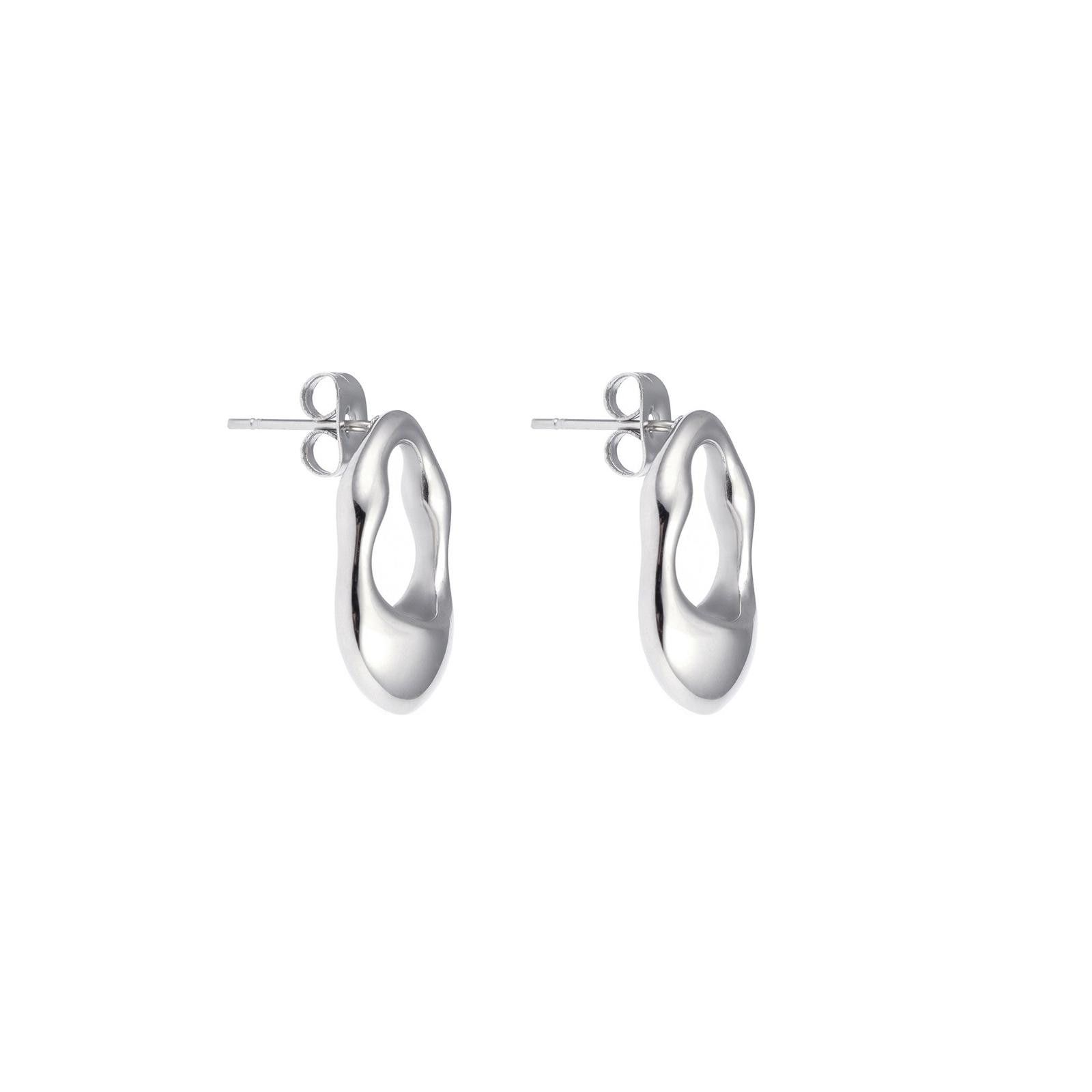 Jewelry Liquid Metal Earrings – Mirror Silver, Easy-Pull Fit Size ONE SIZE - 5 Thumbnail