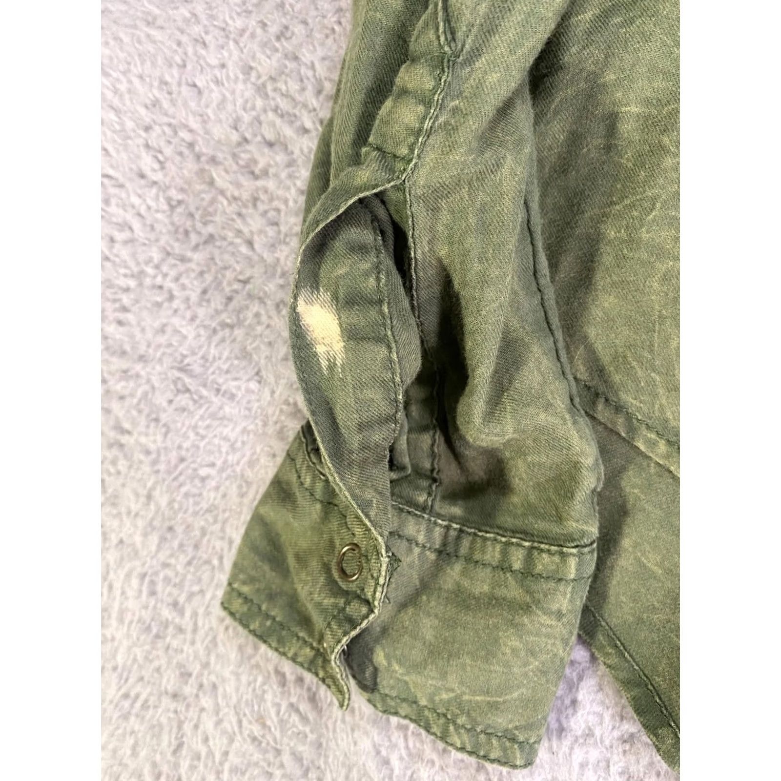 Vintage Arizona Jeans Button-Down Shirt Mens Small Green Long Sleeve Solid LS Cotton Size US 29 - 5 Thumbnail