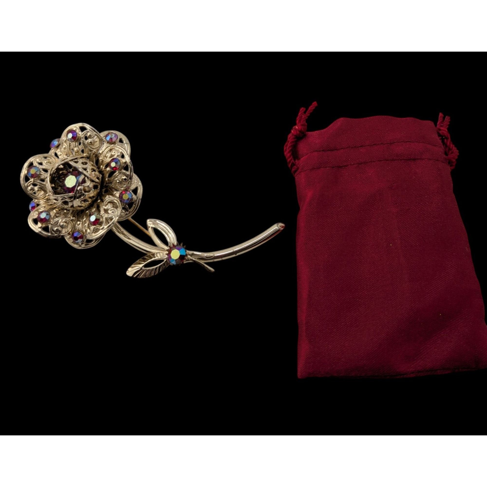 Other Vintage Sarah Coventry Flower Brooch With Gold Tone Aurora B Size ONE SIZE - 4 Thumbnail