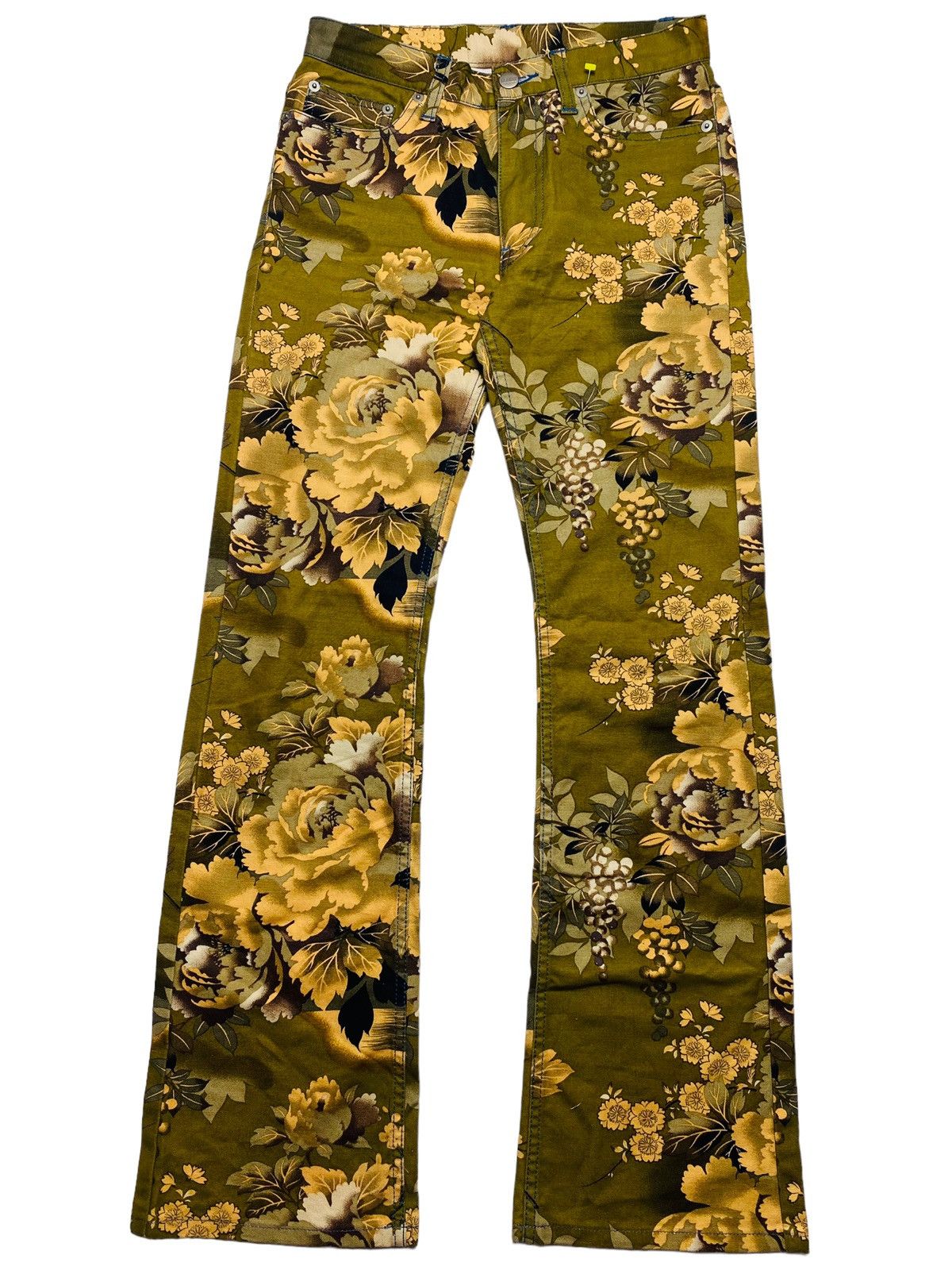 Japanese Brand × Vintage 2000s Glamdy - Fantasy Floral Flared Pants Size US 29 - 2 Thumbnail