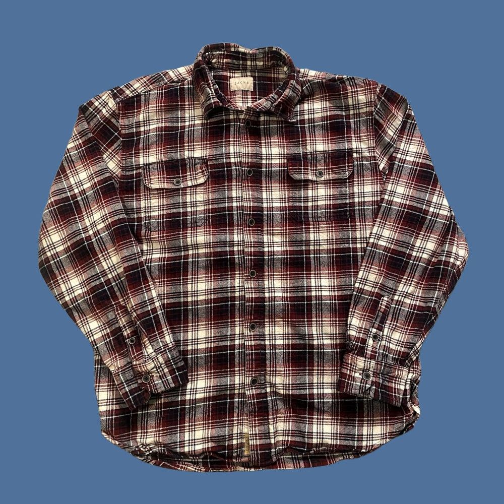 Vintage JACHS Heavyweight Flannel Shirt Red Plaid Button-Up XL Men’s Long Sleeve Casual Workwear Pocket Regular Fit Size US XL / EU 56 / 4 - 1 Thumbnail