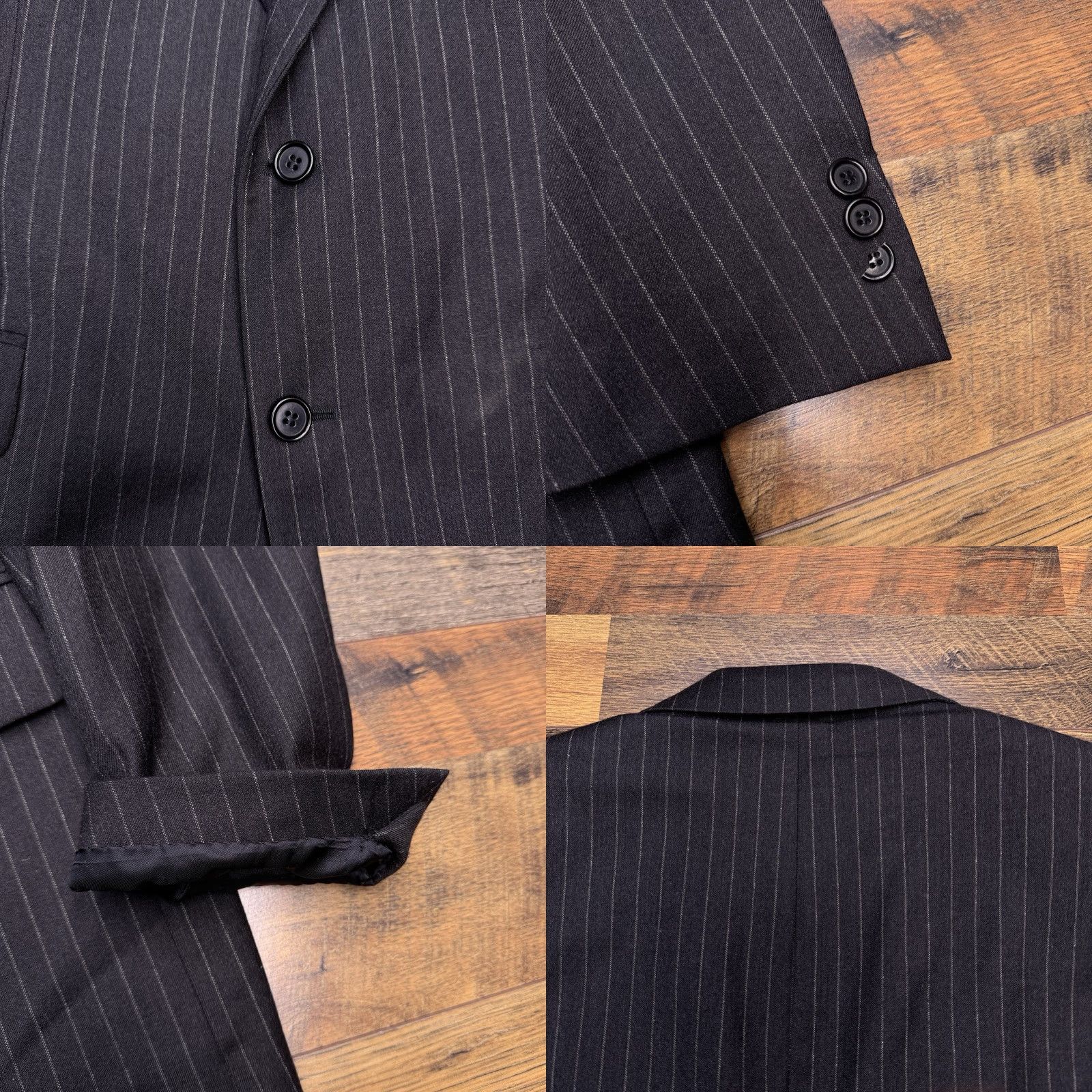 Brooks Brothers Brooks Brothers Blazer 42R Black Pinstripe Wool Cashmere Italy Jacket Single-Breasted 2-Button Notch Lapel Mens Dress Coat Size 42R - 8 Thumbnail
