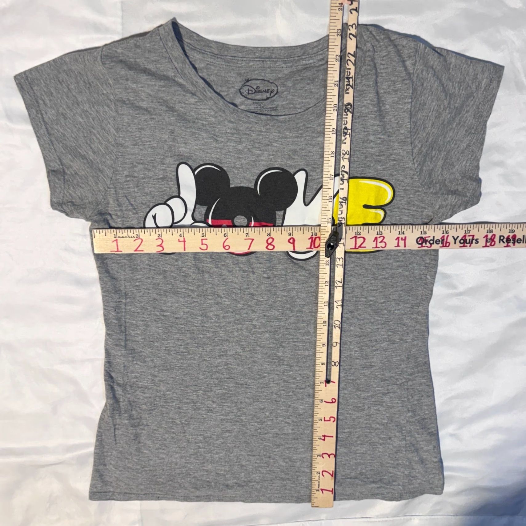 Disney Disney T-Shirt Logo Love Gray Mickey Mouse Womens Large Shirt Size L / US 10 / IT 46 - 4 Thumbnail