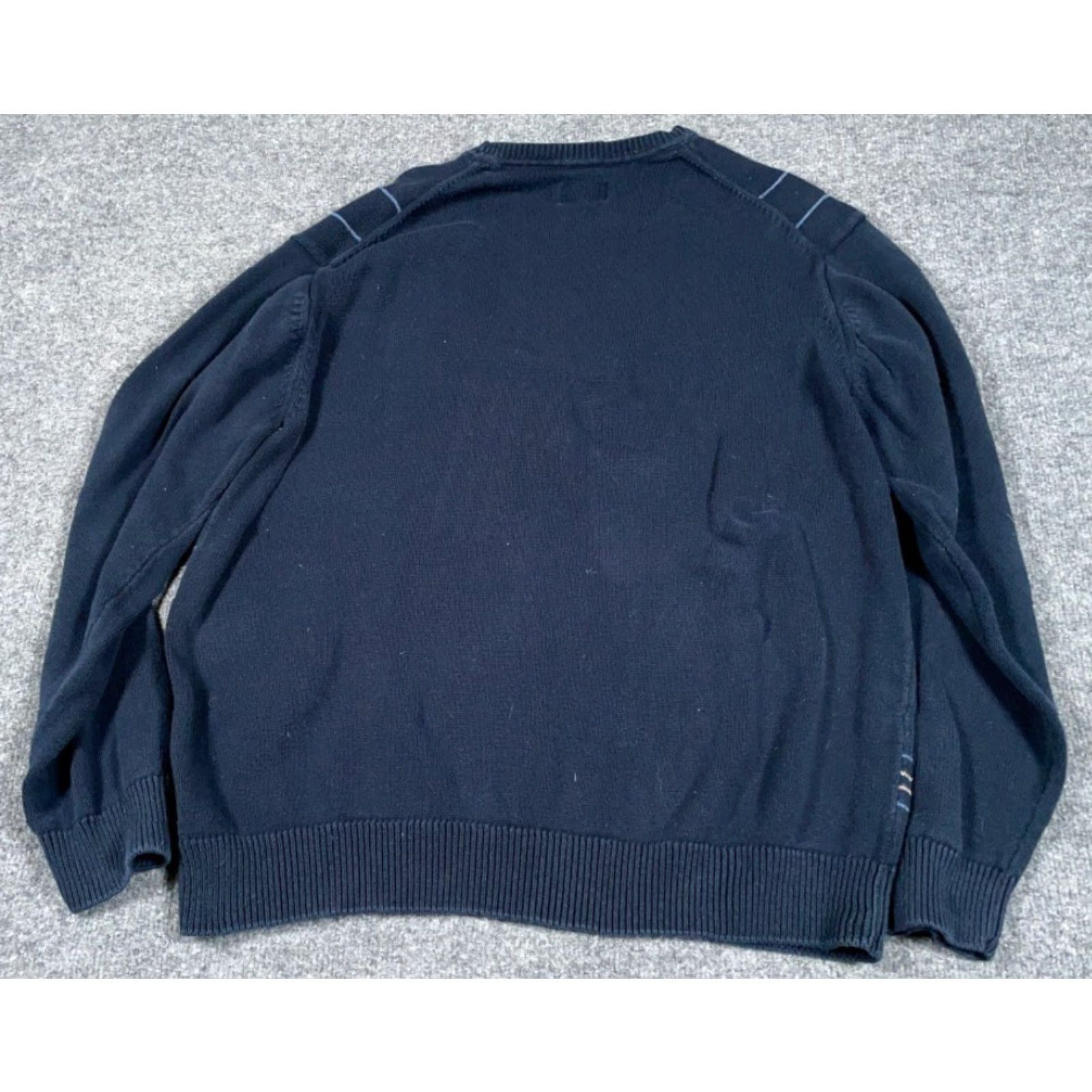 Haggar Retro Dad Style Grid Check Sweater Adult XL Dark Blue Cotton Knit Chunky Preppy Size US XL / EU 56 / 4 - 2 Thumbnail