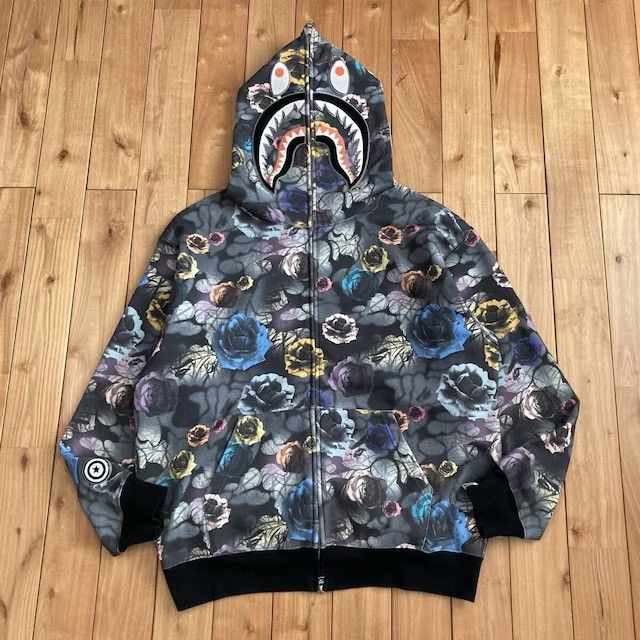 Bape BAPE Floral camo shark full zip hoodie a bathing ape Size US M / EU 48-50 / 2 - 1 Thumbnail