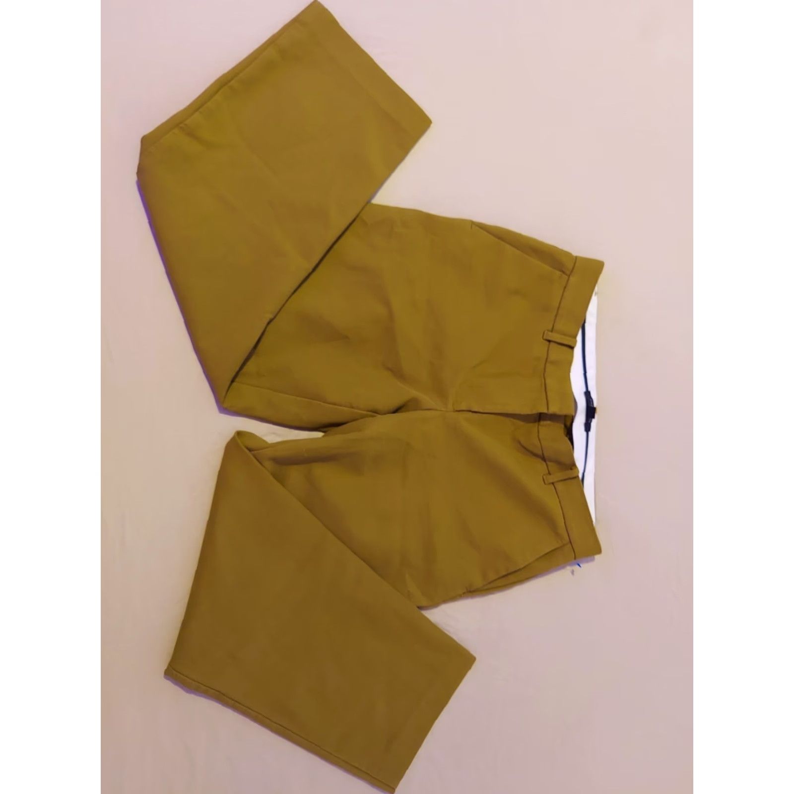 Ann Taylor Womens Ann Taylor Chino Pants 6 Khaki Beige Cotton Flat Front Slacks Trouser Regular Fit Vintage No N/A Size 28" / US 6 / IT 42 - 2 Thumbnail