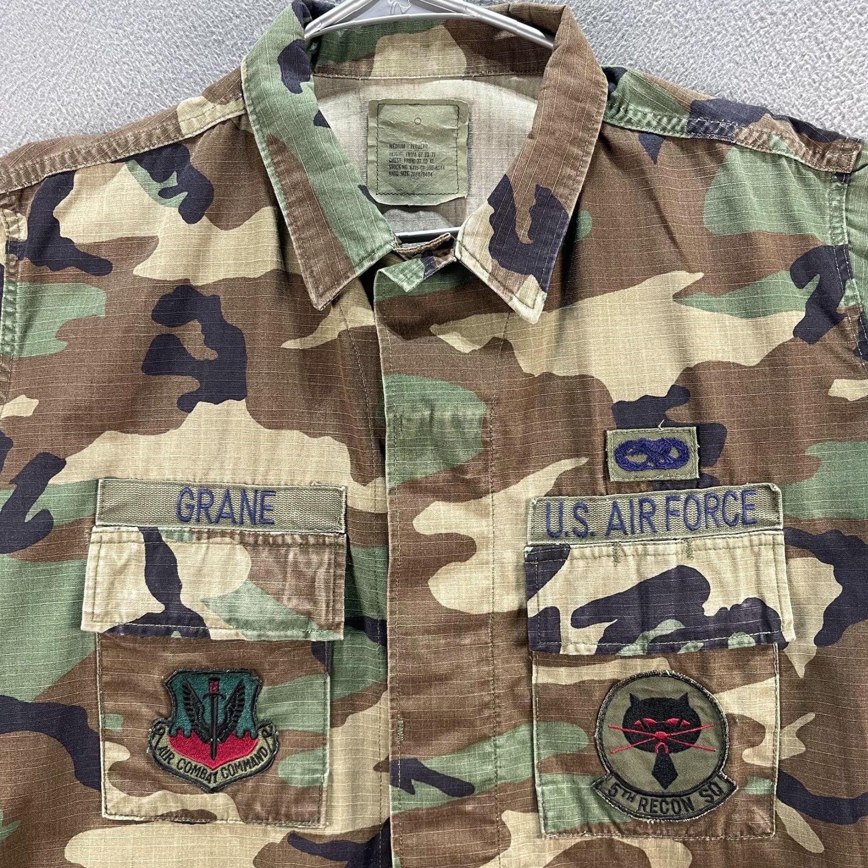 American Apparel VINTAGE USAF BDU Shirt Mens M Regular Woodland Camo Patches Ripstop 90s Size US M / EU 48-50 / 2 - 2 Thumbnail