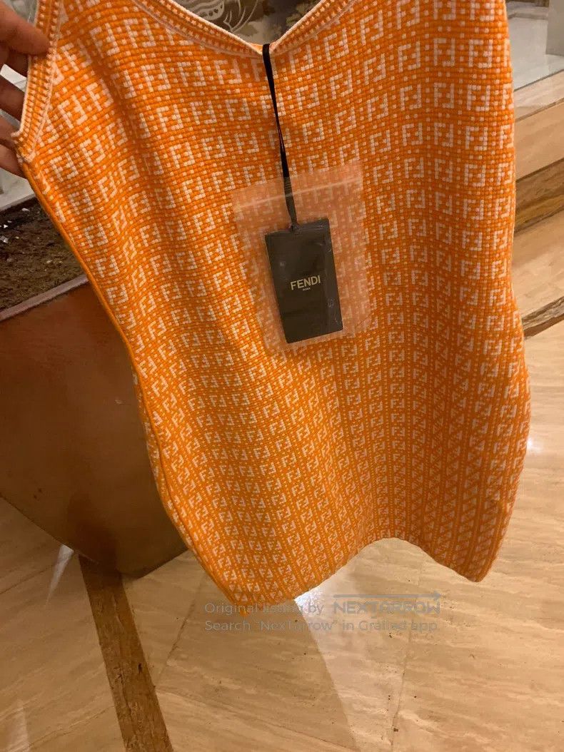 Other Fendi Logo Printed Orange Yellow Strapless Dress Size S / US 4 / IT 40 - 3 Thumbnail