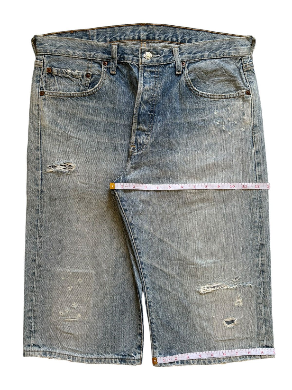 Levi's Vintage 90s Levis 501 Light Wash Distressed Jean Shorts Size US 35 - 15 Thumbnail