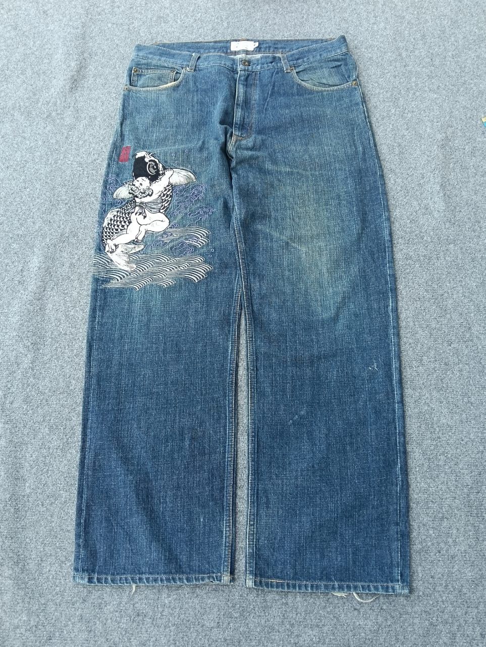 Karakuri Tamashii Karakuri Tamashii Embroidered Koi Fish Kintaro Japanese jean Size US 36 / EU 52 - 1 Thumbnail