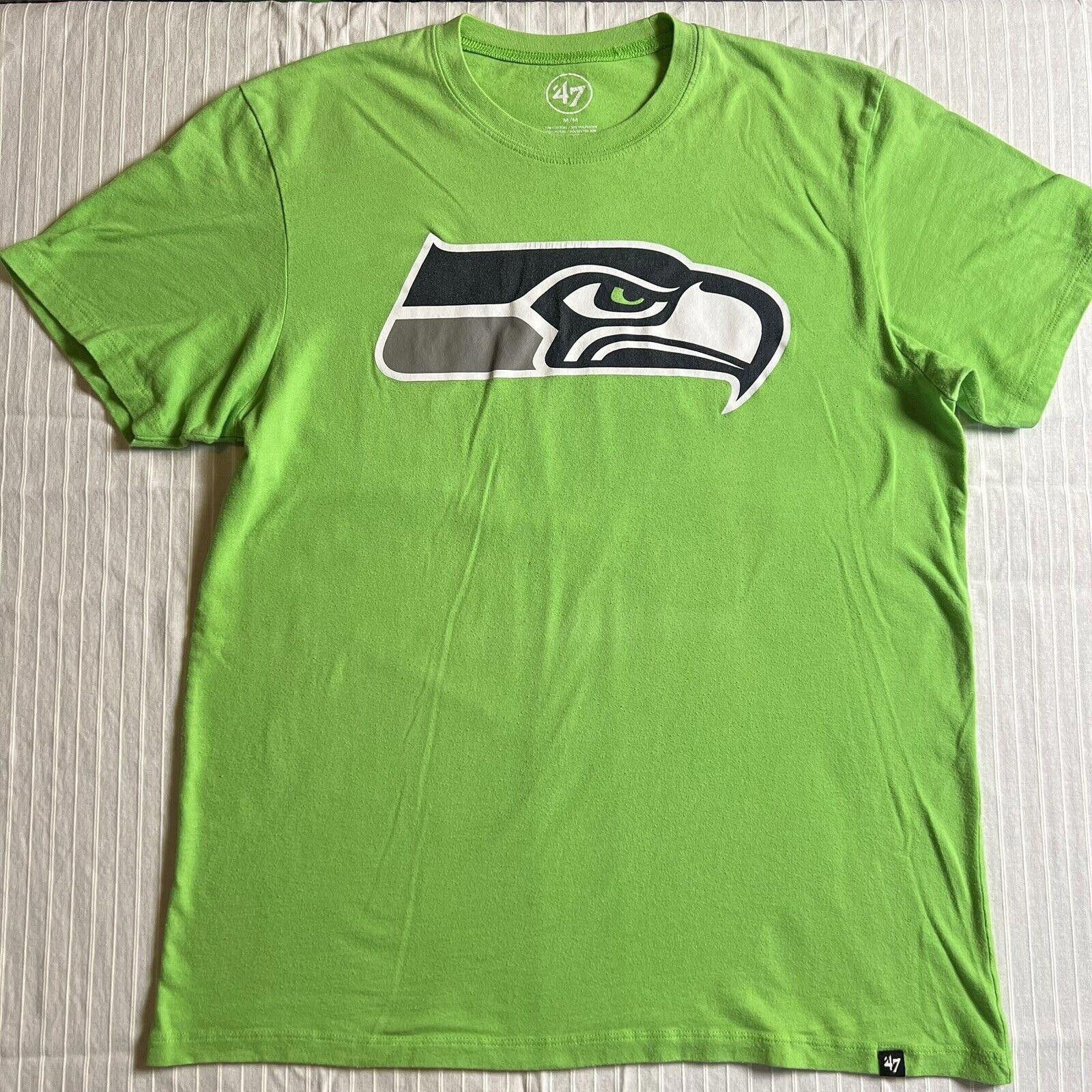 Designer '47 Seattle Seahawks Logo T-Shirt Mens M Neon Green NFL Size US M / EU 48-50 / 2 - 1 Thumbnail