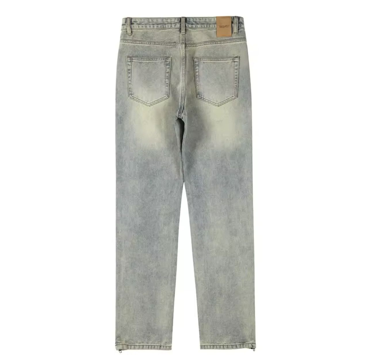 Jean Yellow Mud Dyed Zipper Split Slim Straight Jeans Size US 34 / EU 50 - 6 Thumbnail