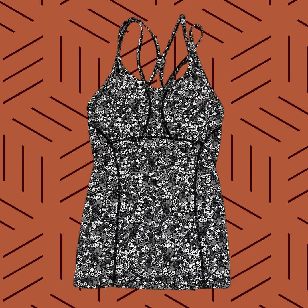 Athleta Athleta Shirt Women XXS Black Ditsy Floral Tank Top Padded Bra Yoga Gym Running Active Size XXS / US 00 / IT 34 - 1 Thumbnail