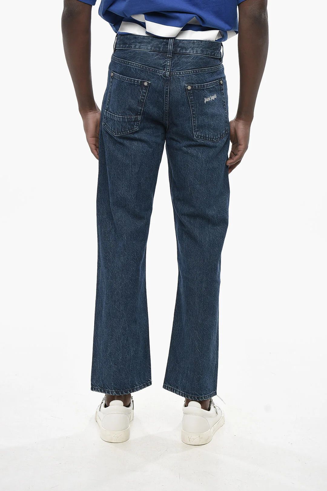 Palm Angels og1mm0326 Dark Wash Denim Loose Fit Jeans in Blue Size US 31 - 2 Thumbnail