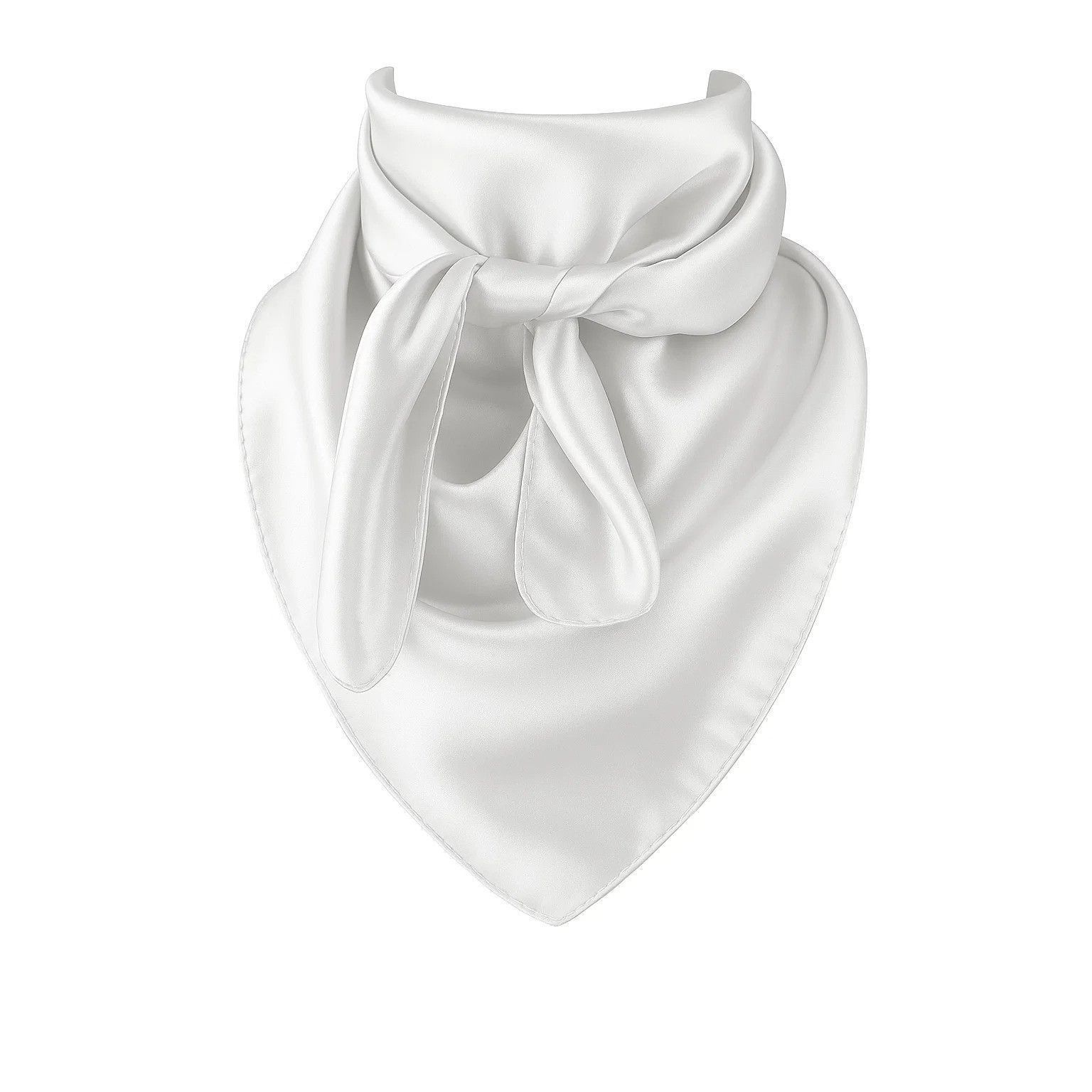 The Unbranded Brand White Wild Rag Large Scarf 35x35 Inches Silk Feel Polyester Size ONE SIZE - 1 Thumbnail