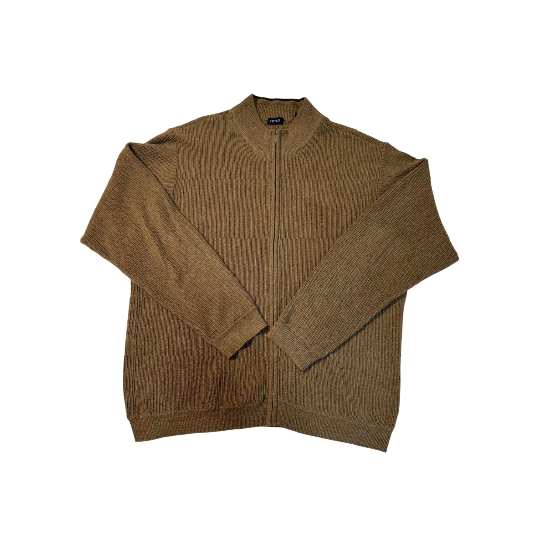 Izod IZOD Sweater Full Zip Mens XL Brown Wool Blend Mock Neck Australia Knit Pullover Casual Winter Fall Spring Size US XL / EU 56 / 4 - 2 Thumbnail