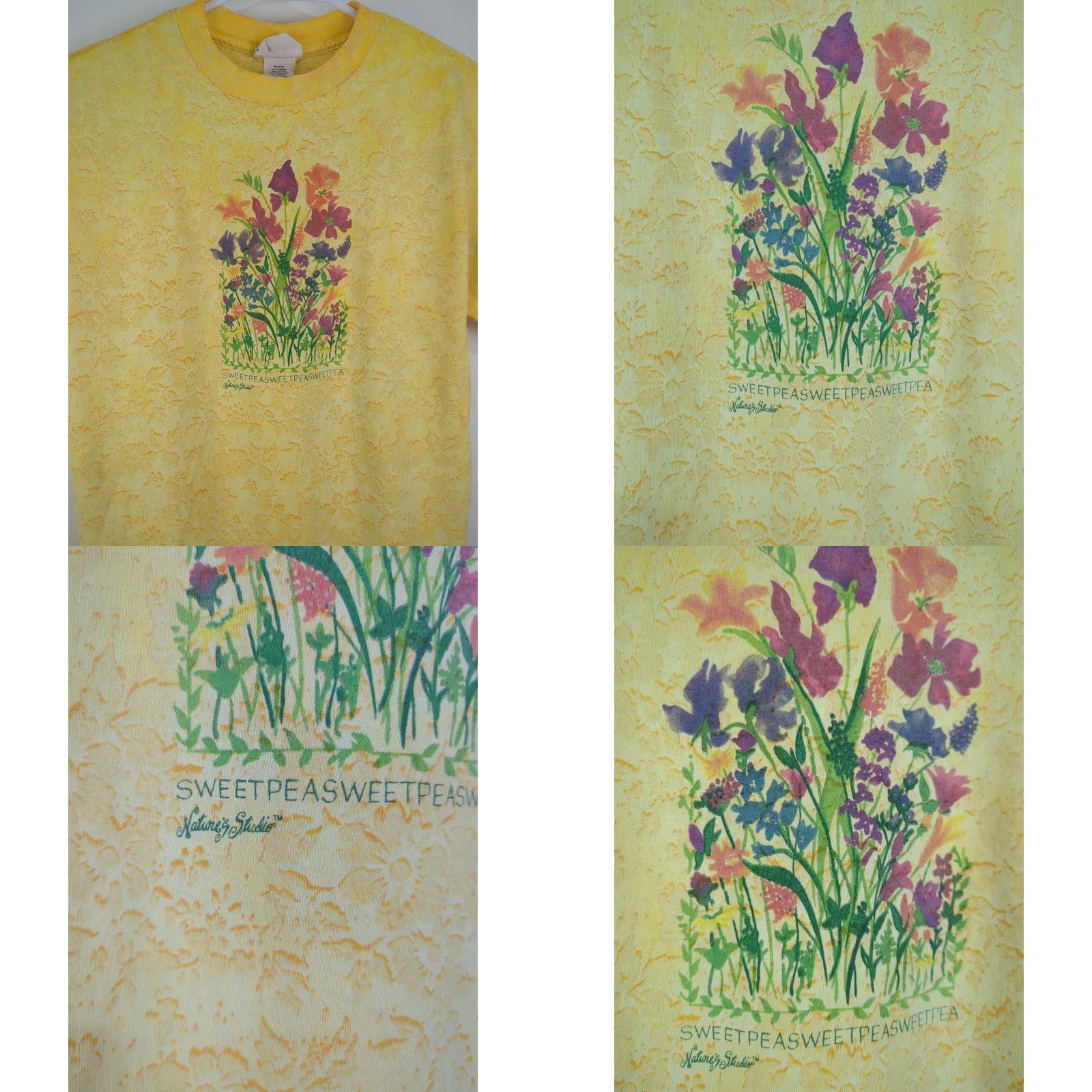 Vintage VINTAGE Nature's Studio Sweet Pea T Shirt Floral Tie Dye All Over AOP 90s Flowers Size US M / EU 48-50 / 2 - 8 Thumbnail