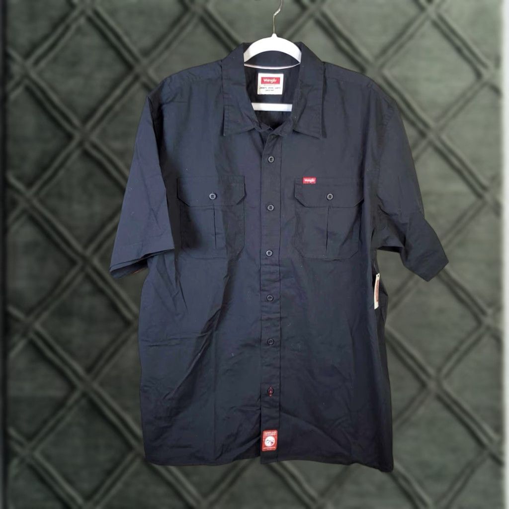 Wrangler VINTAGE Wrangler Jeans Shirts Dark Short Sleeve NWT 2 Front Pockets XL XG Workwear Men XLT Black Pockets Shirts Size US XL / EU 56 / 4 - 1 Thumbnail