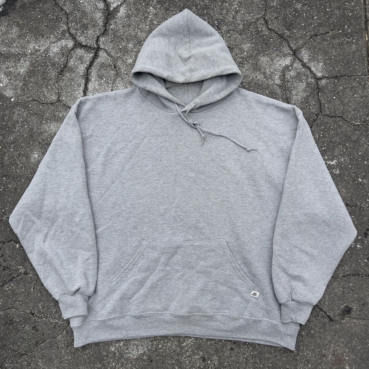 Russell Athletic × Vintage Vtg 90s Thrashed RUSSELL ATHLETIC Heather Grey Blank Hoodie Size US XL / EU 56 / 4 - 1 Thumbnail