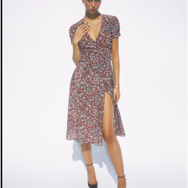 Realisation Par NWT REALISATION PAR Dress Wildflower Wrap Midi Dress Sz M Size M / US 6-8 / IT 42-44 - 1 Thumbnail