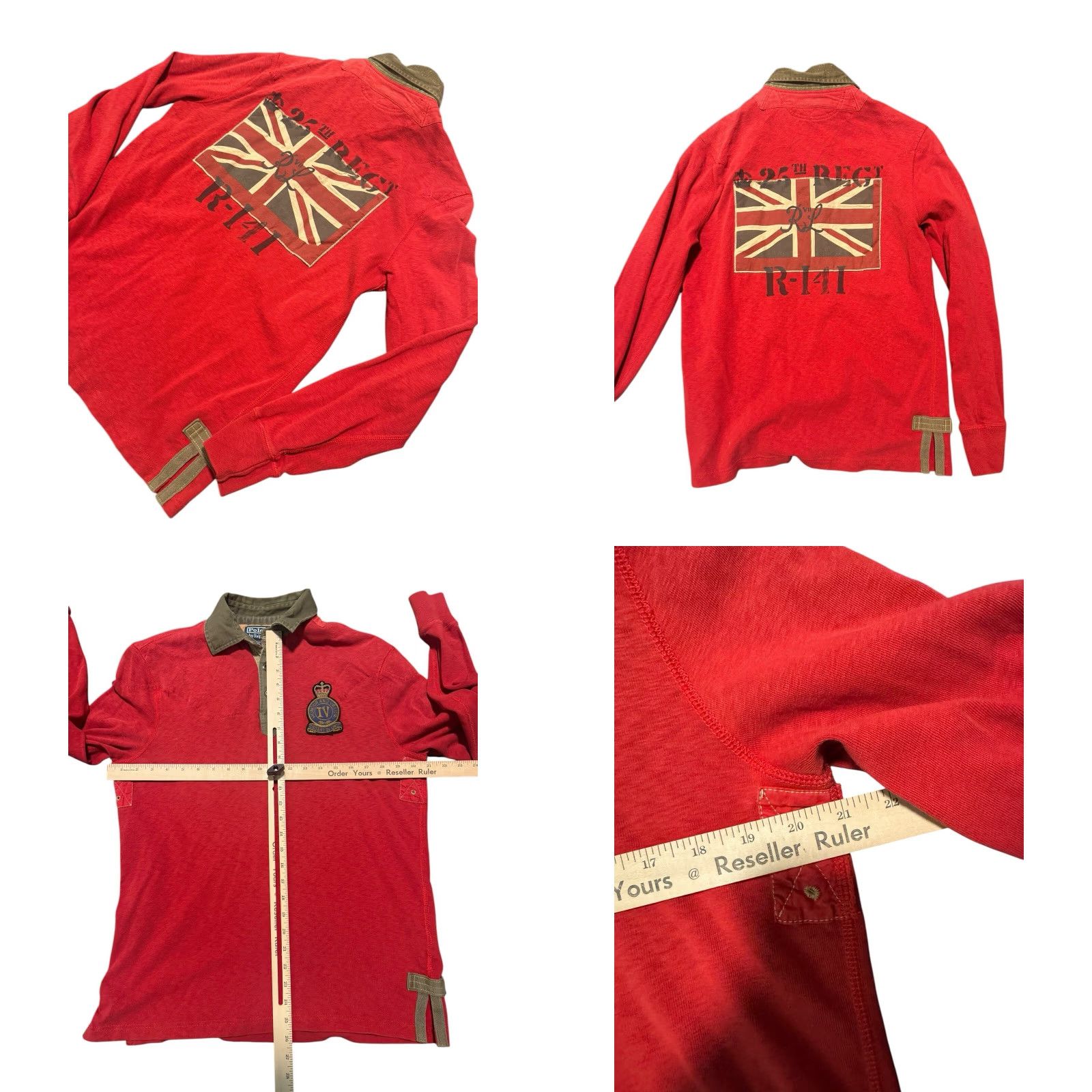 Polo Ralph Lauren VINTAGE Polo Ralph Lauren Union Jack UK English Military Long Sleeve Polo Shirt M Green Size Medium Casual Mens Size US M / EU 48-50 / 2 - 9 Thumbnail
