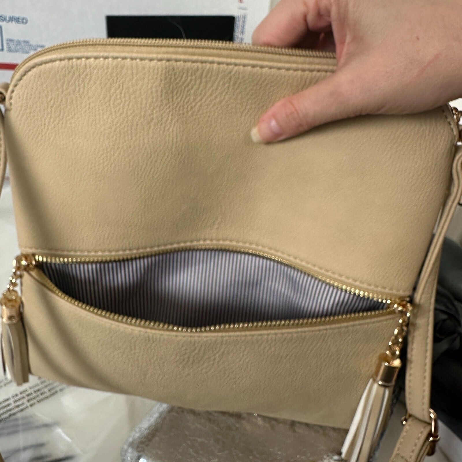 Other Desert Sand Crossbody Bag Tassel Striped Interior Strap Size ONE SIZE - 13 Thumbnail