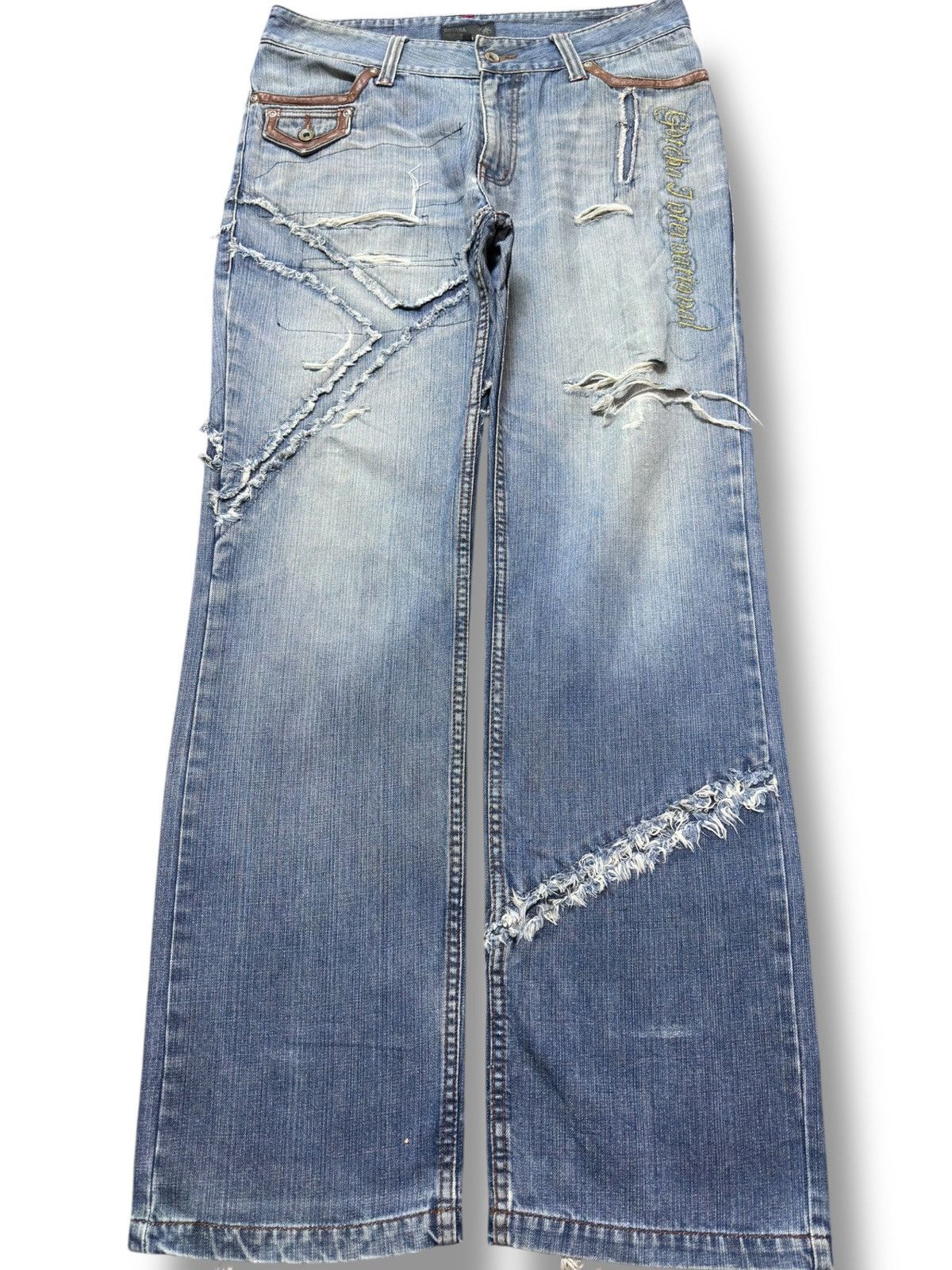 Gotcha Vintage Gotcha Leg Cut Splicing Embellished Embroidery Denim Size US 34 / EU 50 - 1 Thumbnail