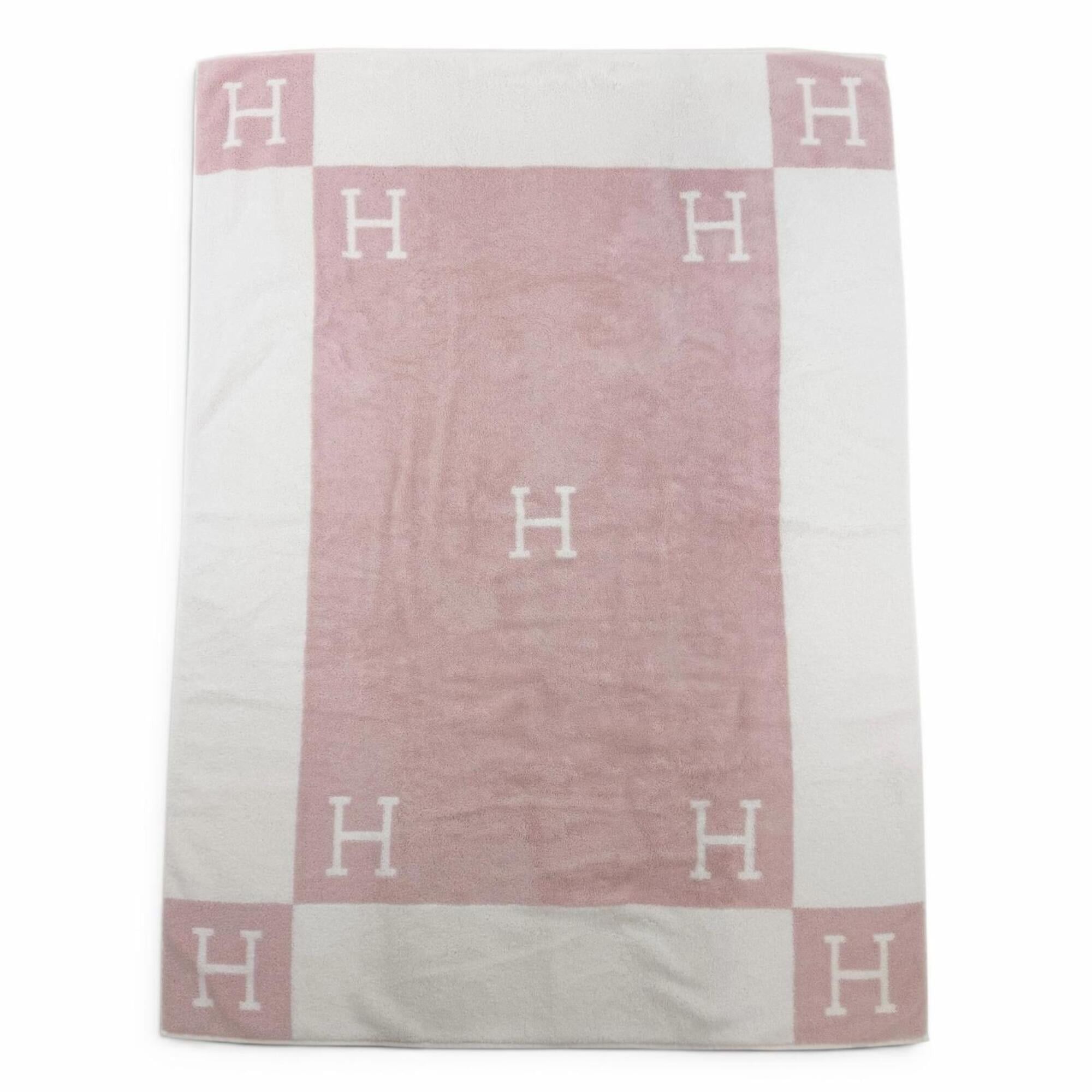 Hermes HERMES Avalon 100% Cotton Rose Lilac H Pattern Bath Towel/Beach Towel, Approx. 120 x 88cm, Made in France, Women's Size ONE SIZE - 1 Thumbnail