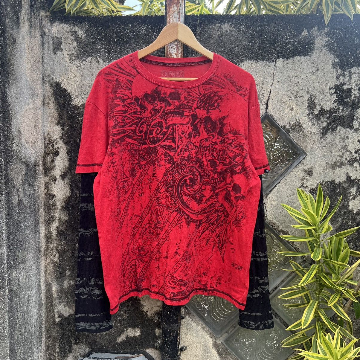 Affliction "Y2k style" MMA ELITE SKULL AFFLICTION DOUBLE SLEEVE TEE Size US XL / EU 56 / 4 - 3 Thumbnail
