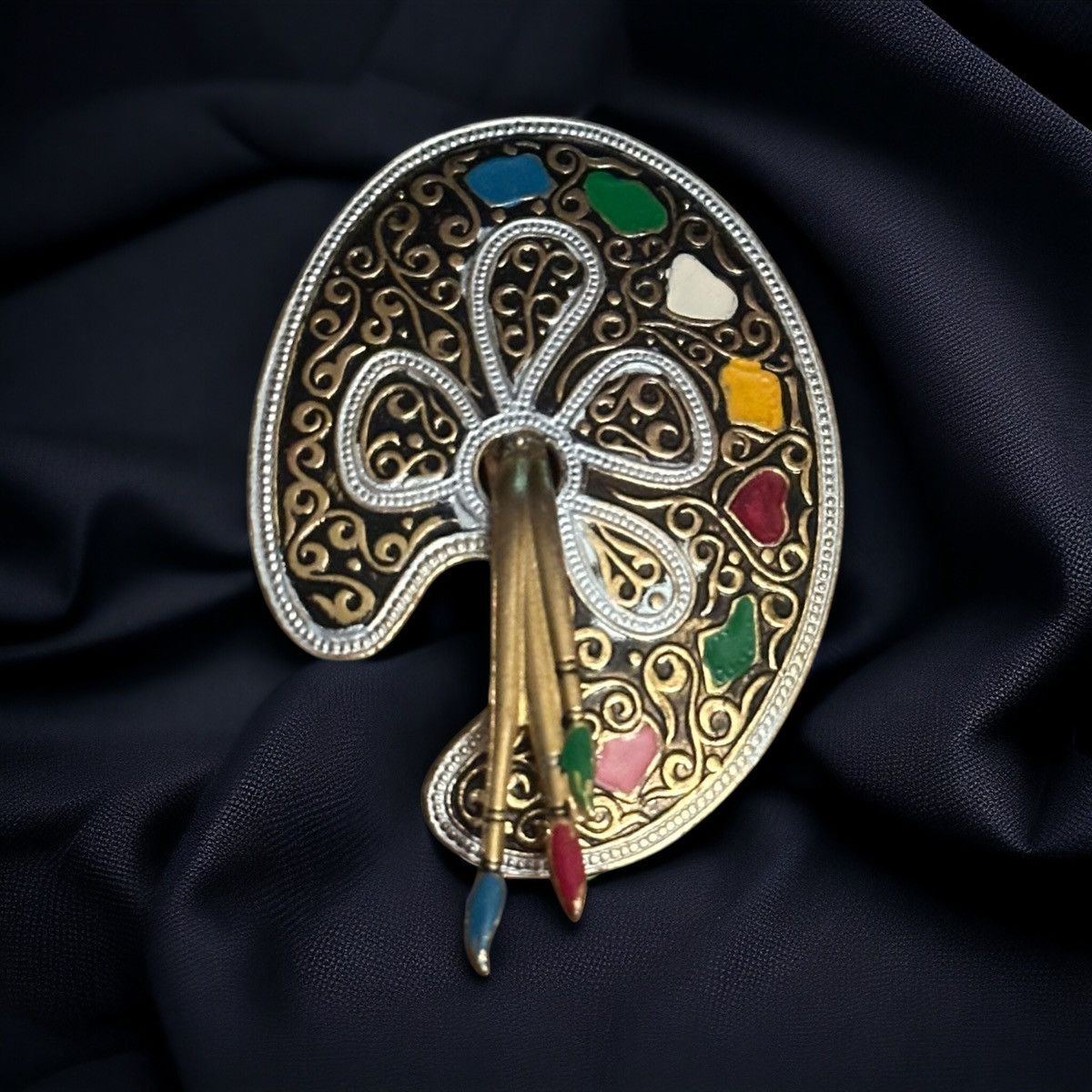 Vintage Vintage Spain Damascene painters palette brooch Size ONE SIZE - 1 Thumbnail