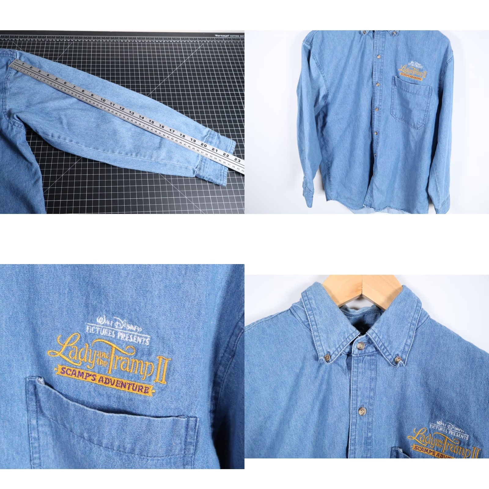 Disney VINTAGE Disney Lady & The Tramp II Denim Shirt Men’s Large Blue 2001 Promo VTG Y2K Size US L / EU 52-54 / 3 - 8 Thumbnail