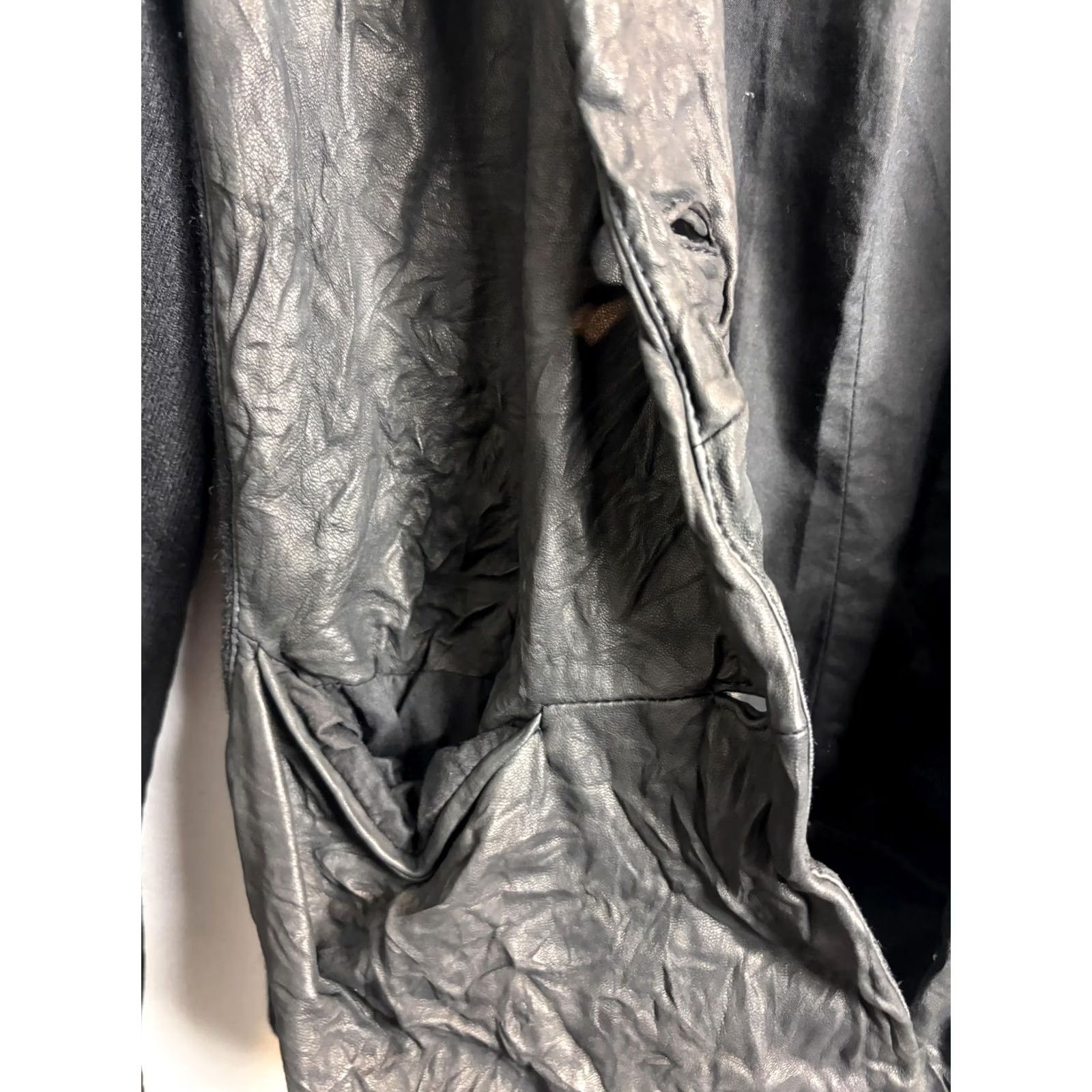 Vince Vince Womens Jacket Black Textured Leather Blazer Two Button Wool Side Panels Size 2 Size XS / US 0-2 / IT 36-38 - 3 Thumbnail