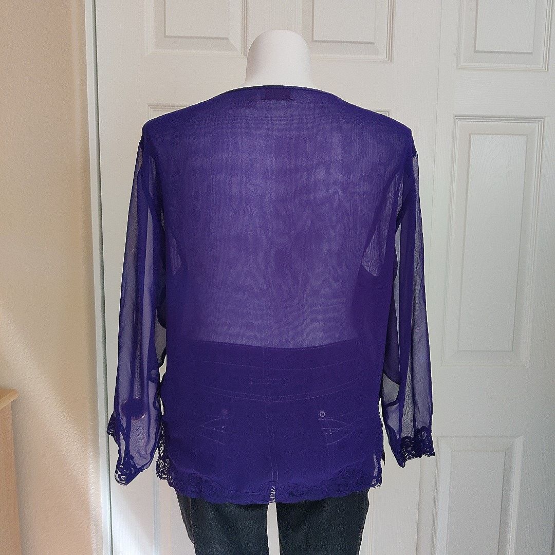 Victoria's Secret Vintage gold label lace trim sheer PJ top sz L Size L / US 10 / IT 46 - 6 Thumbnail