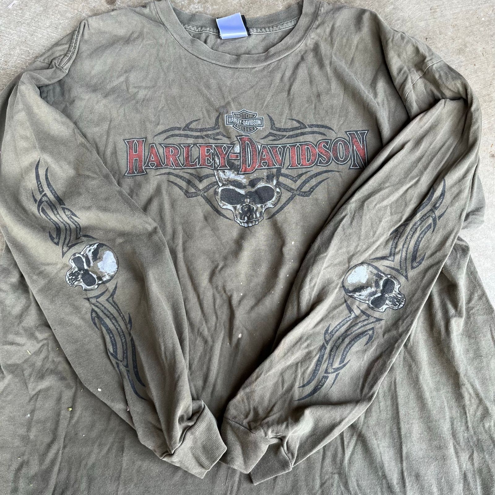 Vintage VINTAGE HARLEY DAVIDSON LONGSLEEVE SHIRT OLIVE GREEN 2XL Size US XXL / EU 58 / 5 - 1 Thumbnail