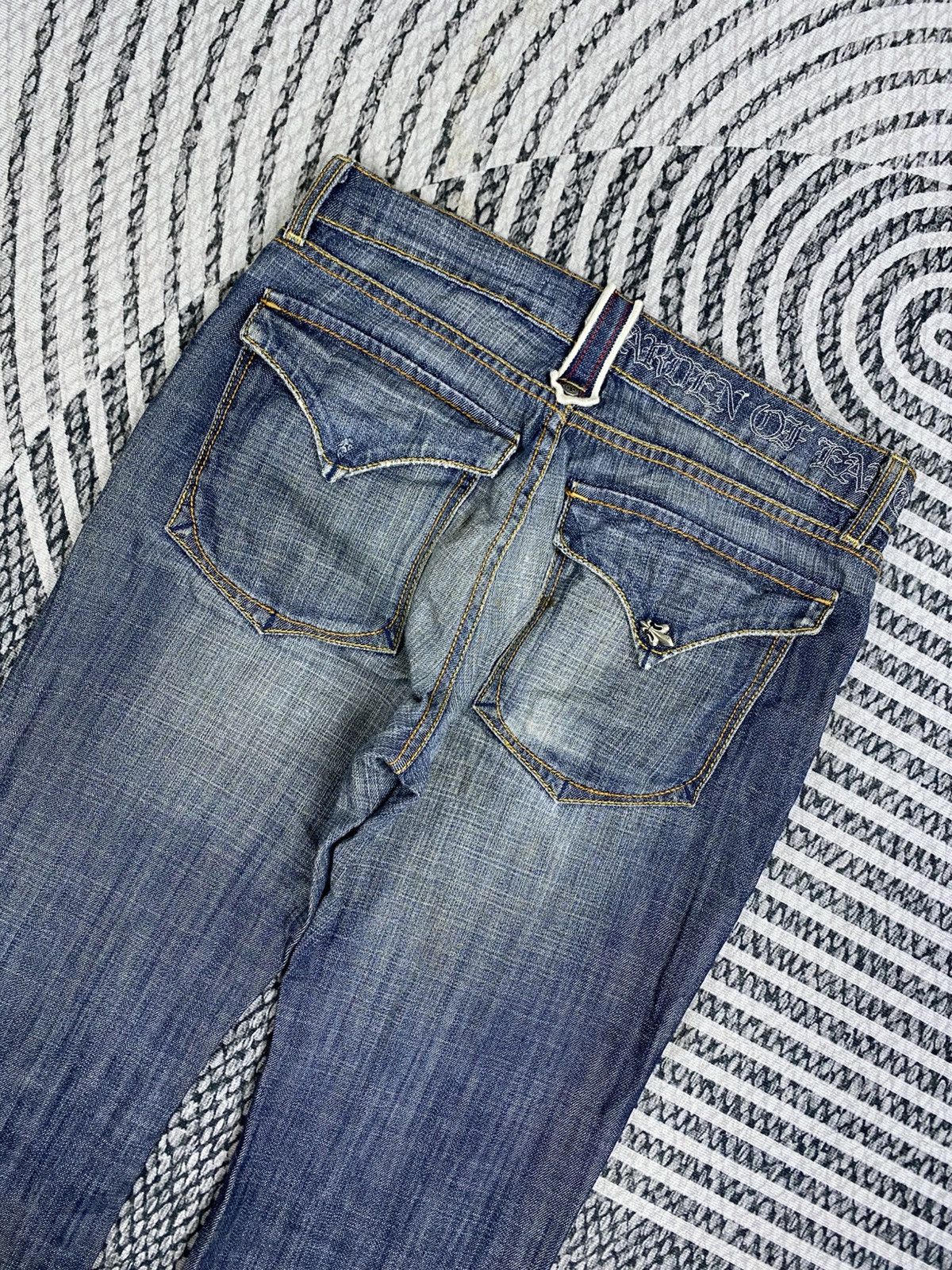 If Six Was Nine FLARED Garden Of Earthly Delights Distressed Denim Jeans Size US 33 - 6 Thumbnail