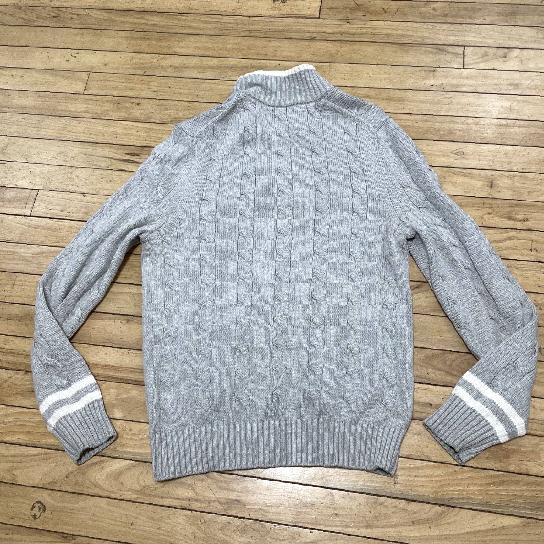 Banana Republic VINTAGE Banana Republic Sweater Men M Gray Cable Knit Open Collar Yacht Old Money Shirt (Not allowed: new words). Size US M / EU 48-50 / 2 - 2 Thumbnail