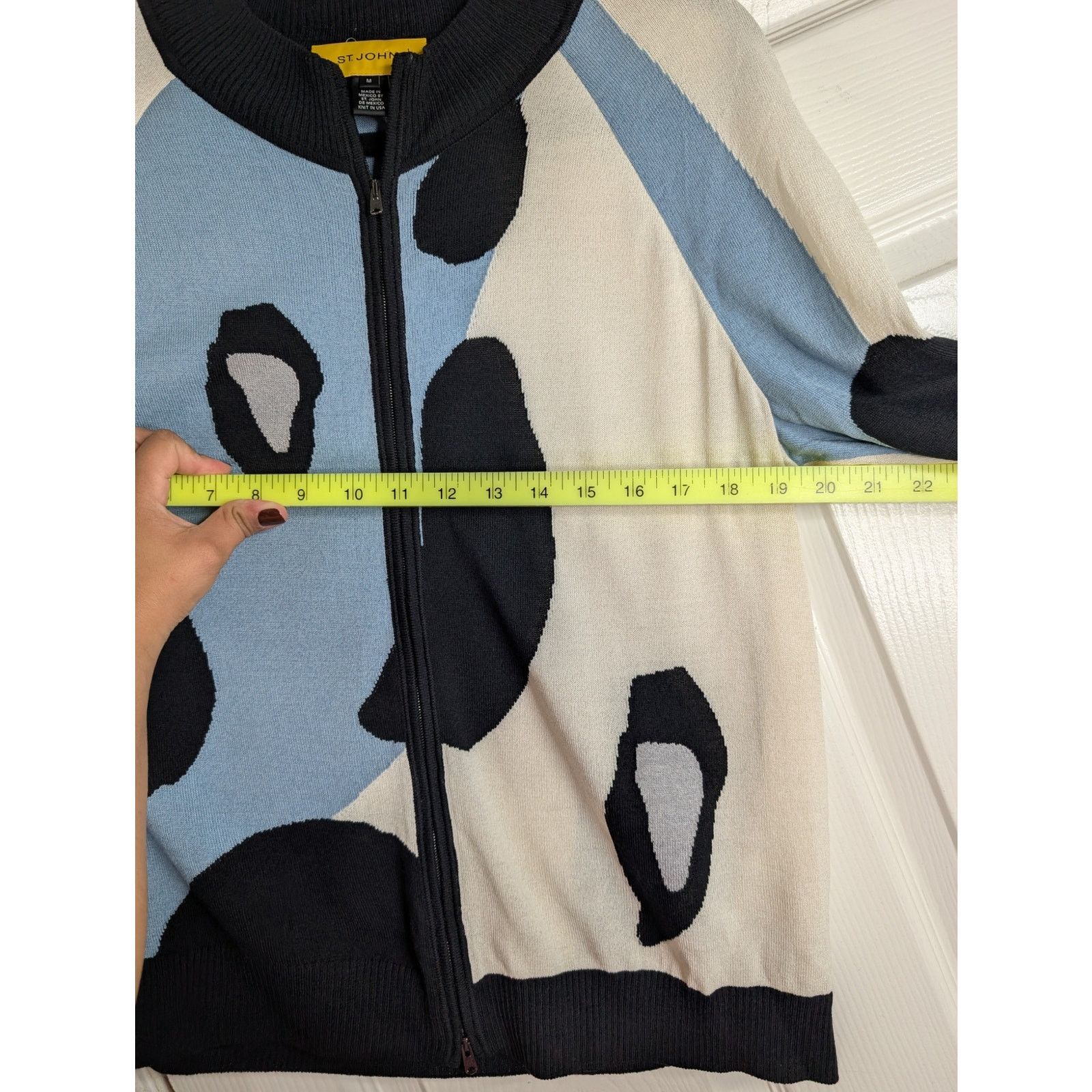 St. John St. John Yellow Label Geometric Knit Zip Up Bomber Sweater Size M / US 6-8 / IT 42-44 - 4 Thumbnail