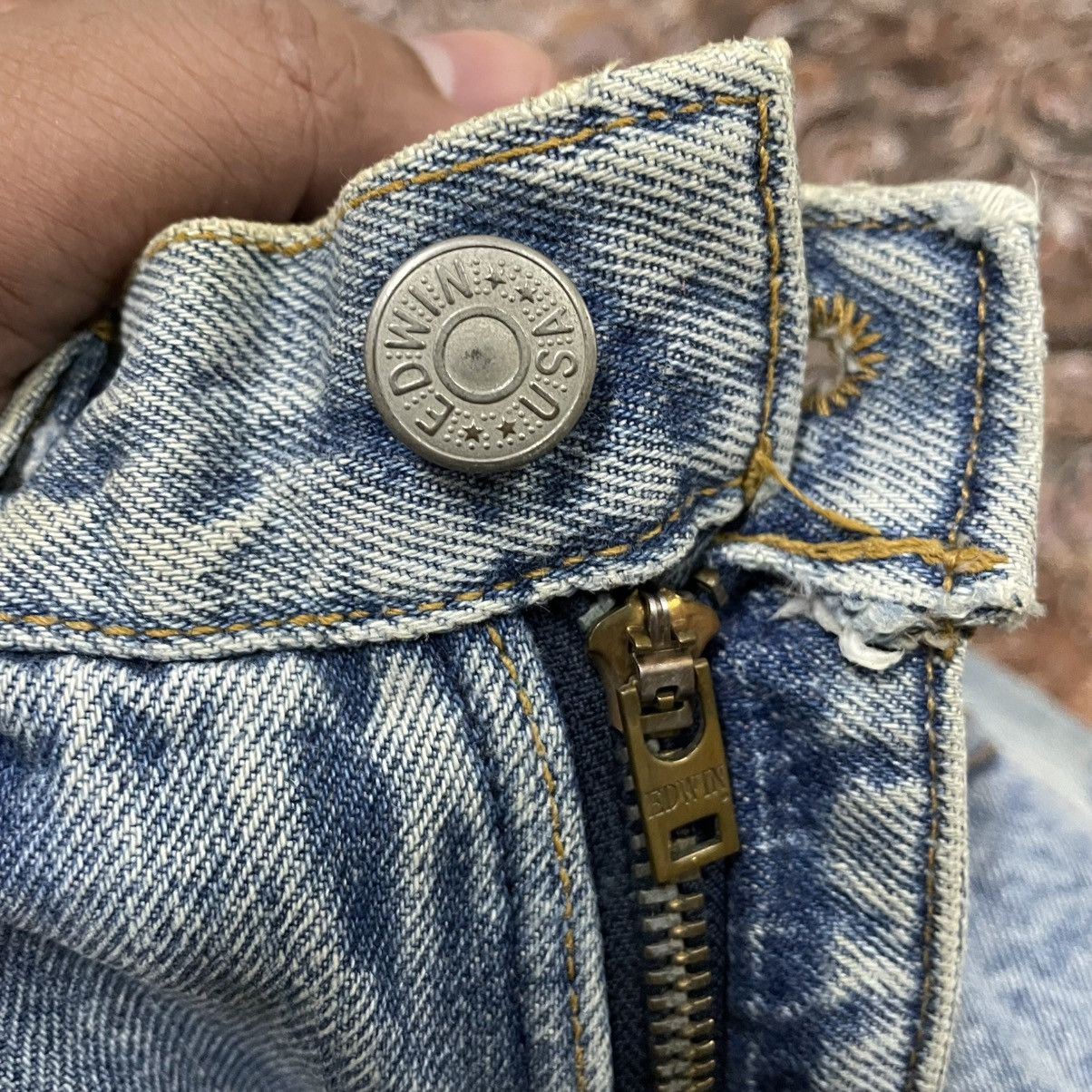 Edwin 🔥Vintage 80s Edwin USA Made Stoned Washed Dirty Denim Jeans Size US 29 - 11 Thumbnail