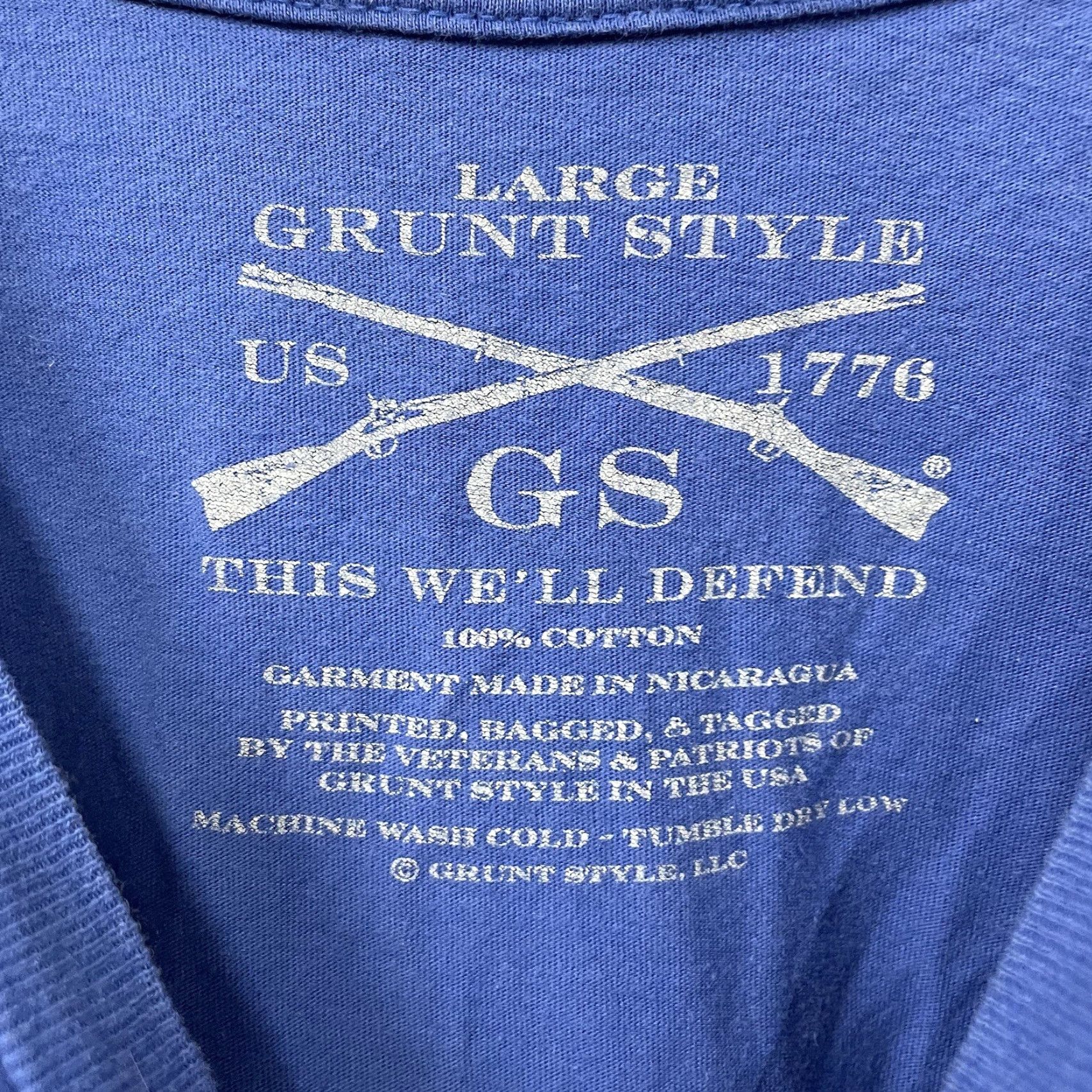 Vintage Grunt Style 100% Cotton Blue graphic Tee Mens Size L Made in USA Size US L / EU 52-54 / 3 - 4 Thumbnail