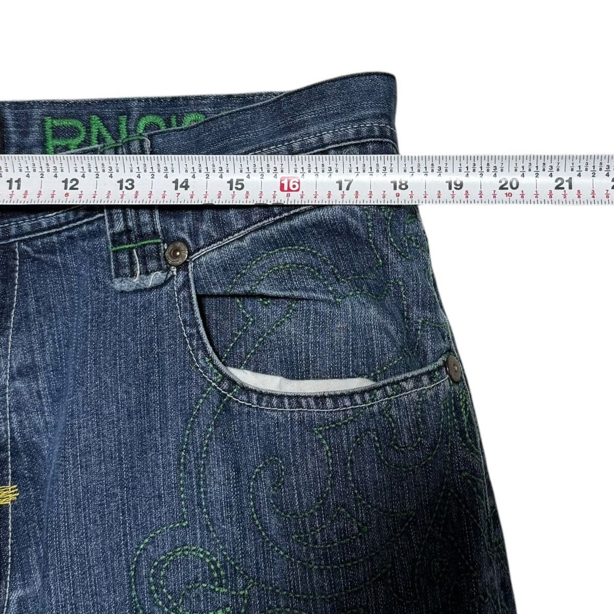 Akademiks Akademiks Baggy Green Embroidered Y2K Jeans Men’s 36x31.5 Size US 36 / EU 52 - 12 Thumbnail