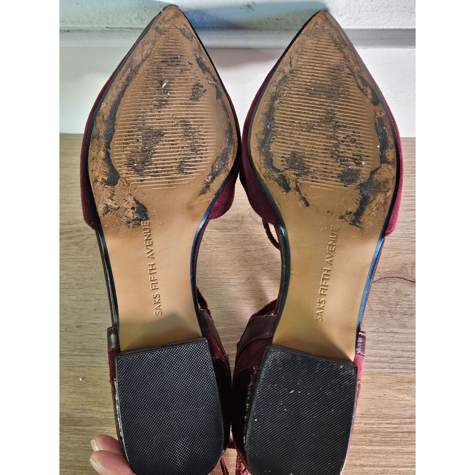 Saks Fifth Avenue Saks Fifth Avenue Cheryl Burgundy Suede Women’s 7.5M Size US 7.5 / IT 37.5 - 6 Thumbnail
