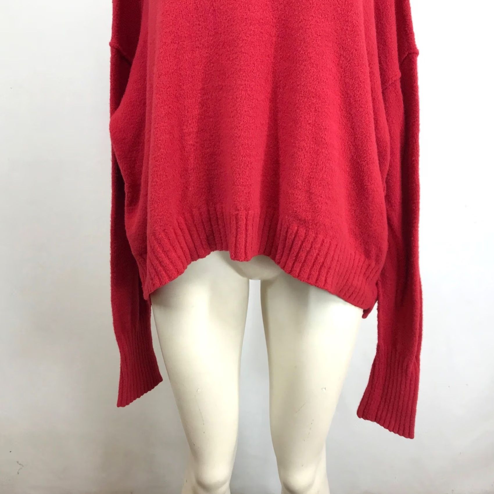 Free People Free People Red Oversized Knit Sweater Large Size L / US 10 / IT 46 - 3 Thumbnail