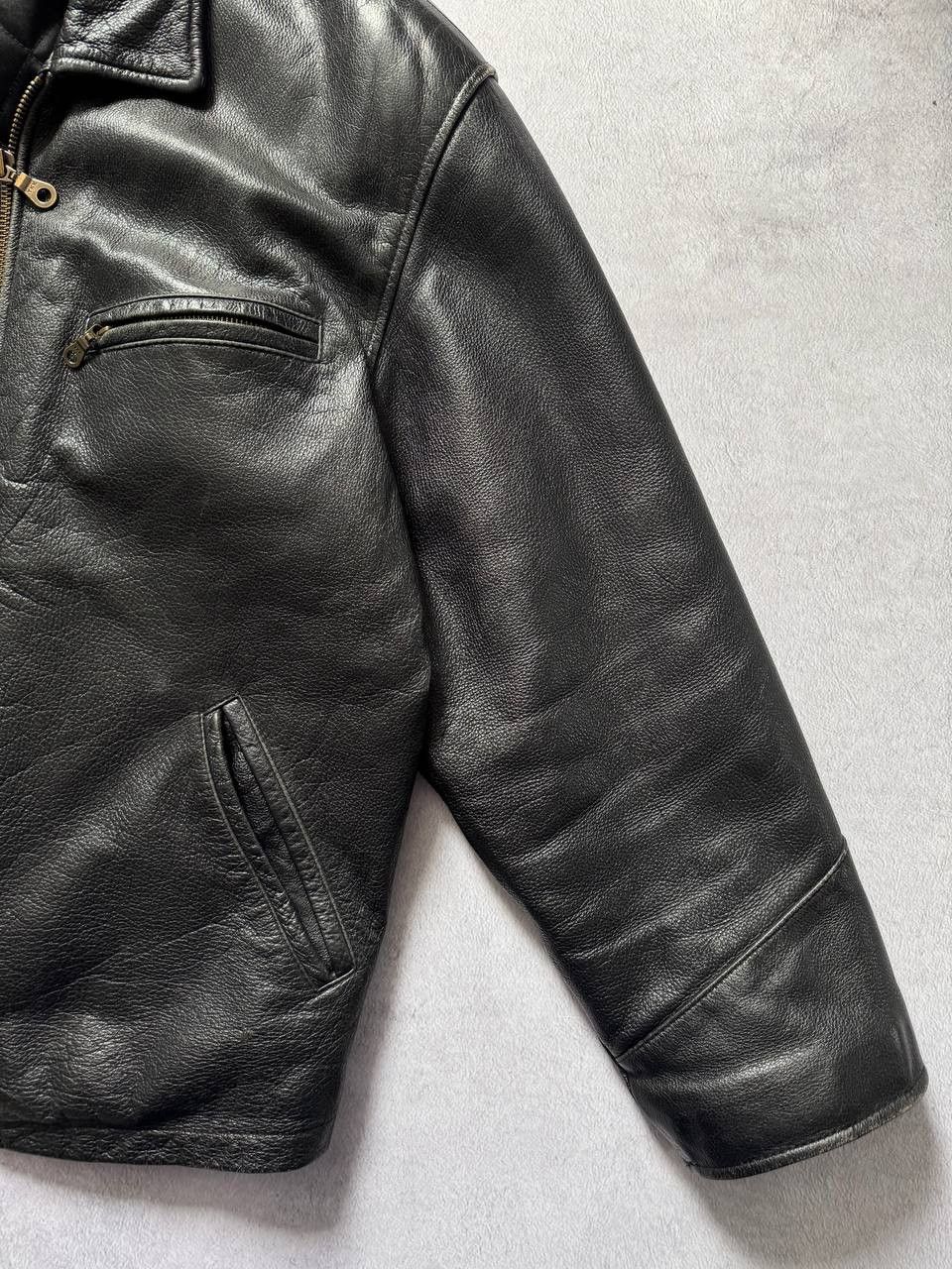Genuine Leather Vintage Black Leather Jacket Heavyweight Zip Up Biker Bomber Size US XL / EU 56 / 4 - 7 Thumbnail